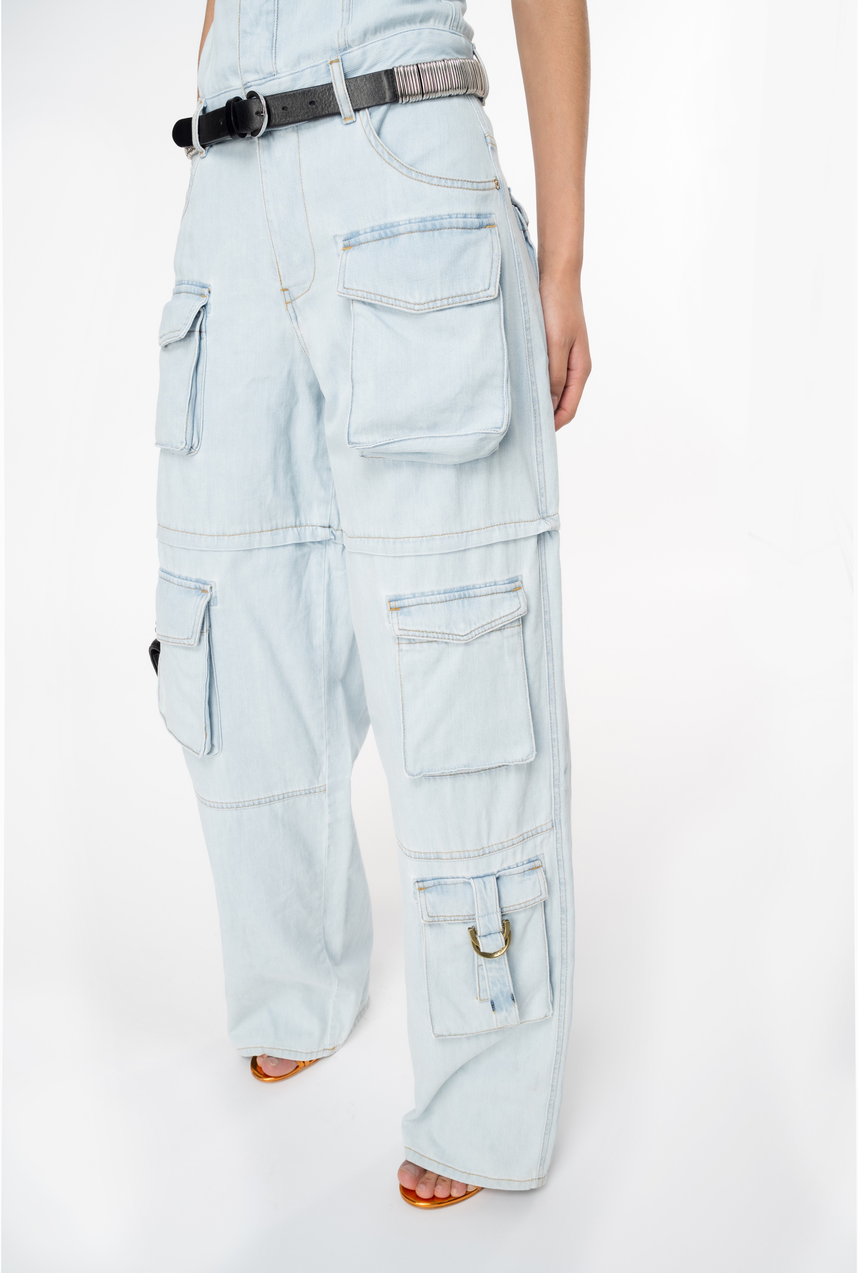 BABY BLUE DENIM BUSTIER JUMPSUIT - 4