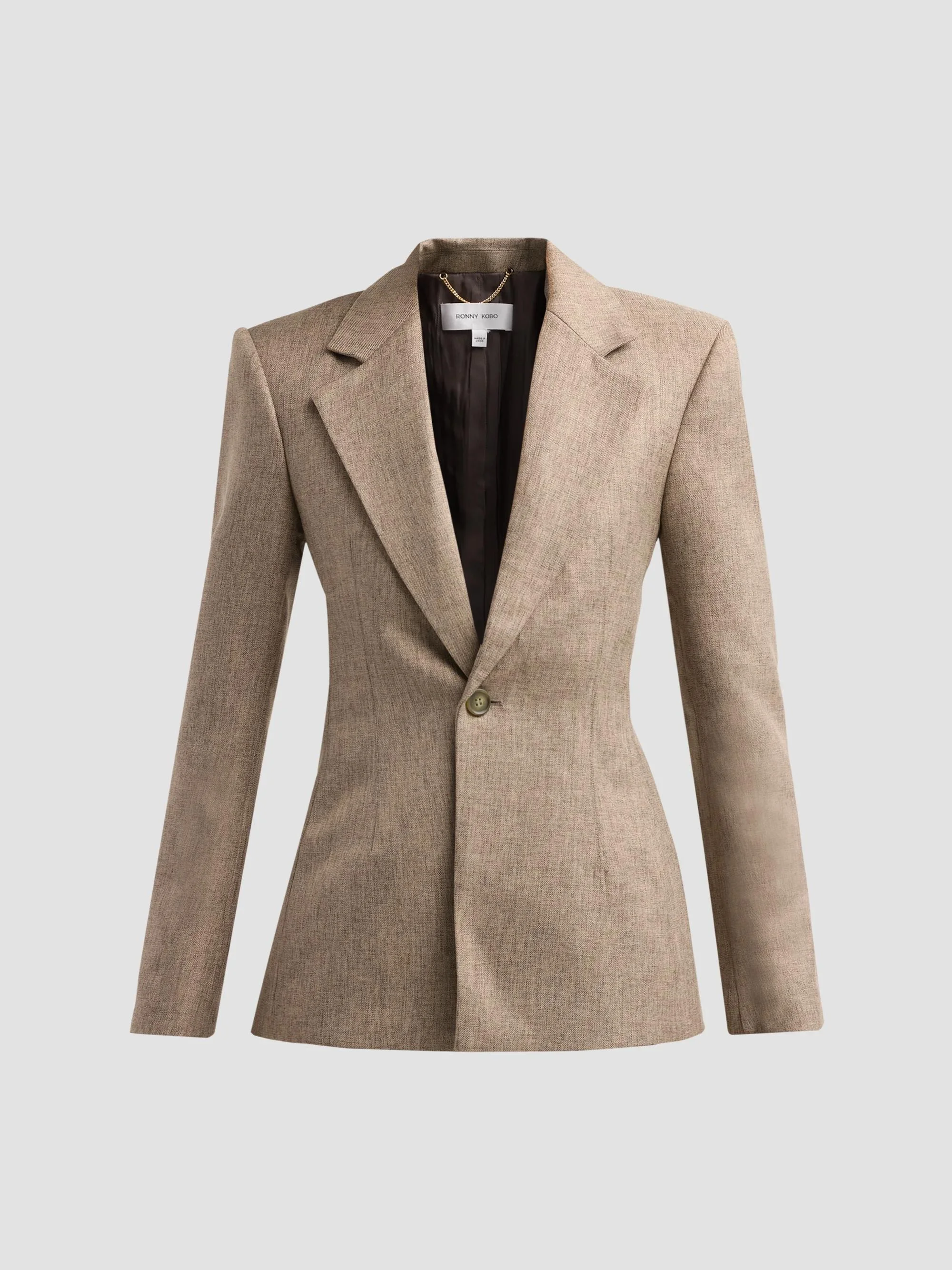 Women's Anette One-Button Blazer - Melange Taupe - 1