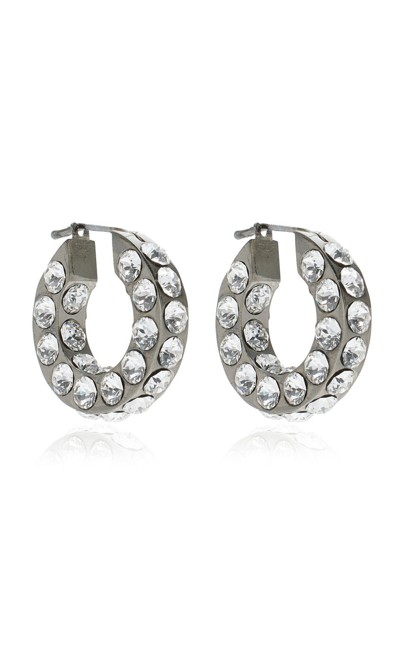 Jahleel Small Crystal-Embellished Silver-Tone Hoop Earrings silver 1