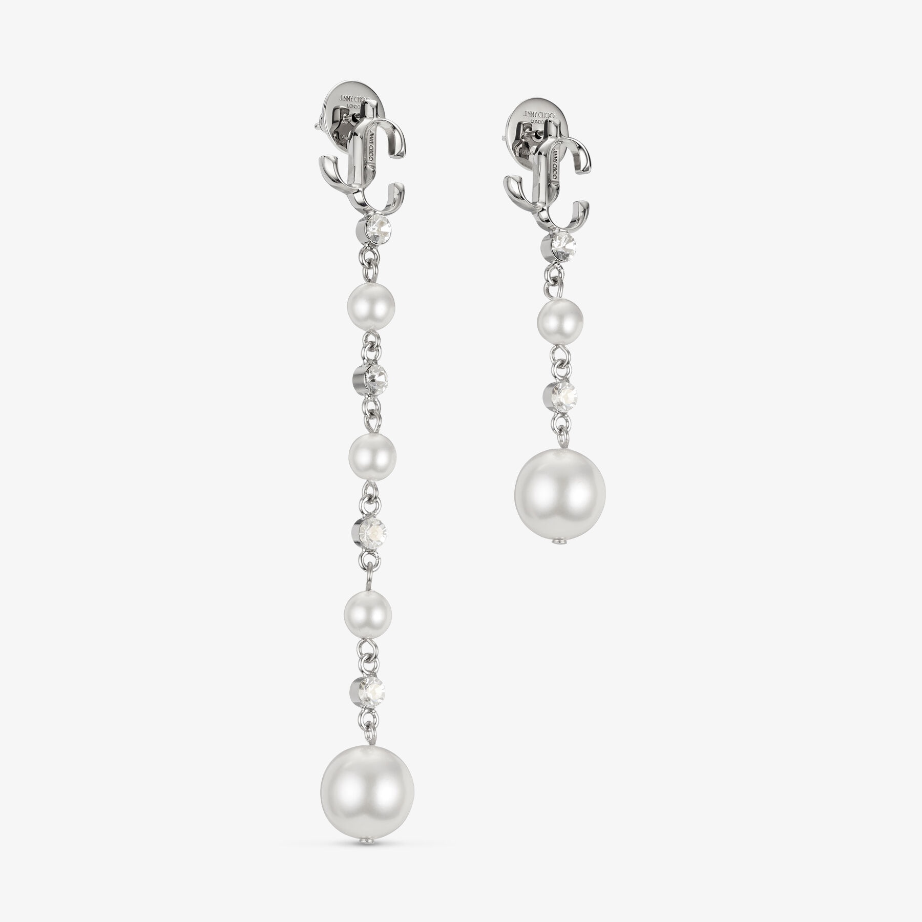 Pearl Drop Earring
Silver-Finish Metal Pearl Drop Earrings with Crystals - 3
