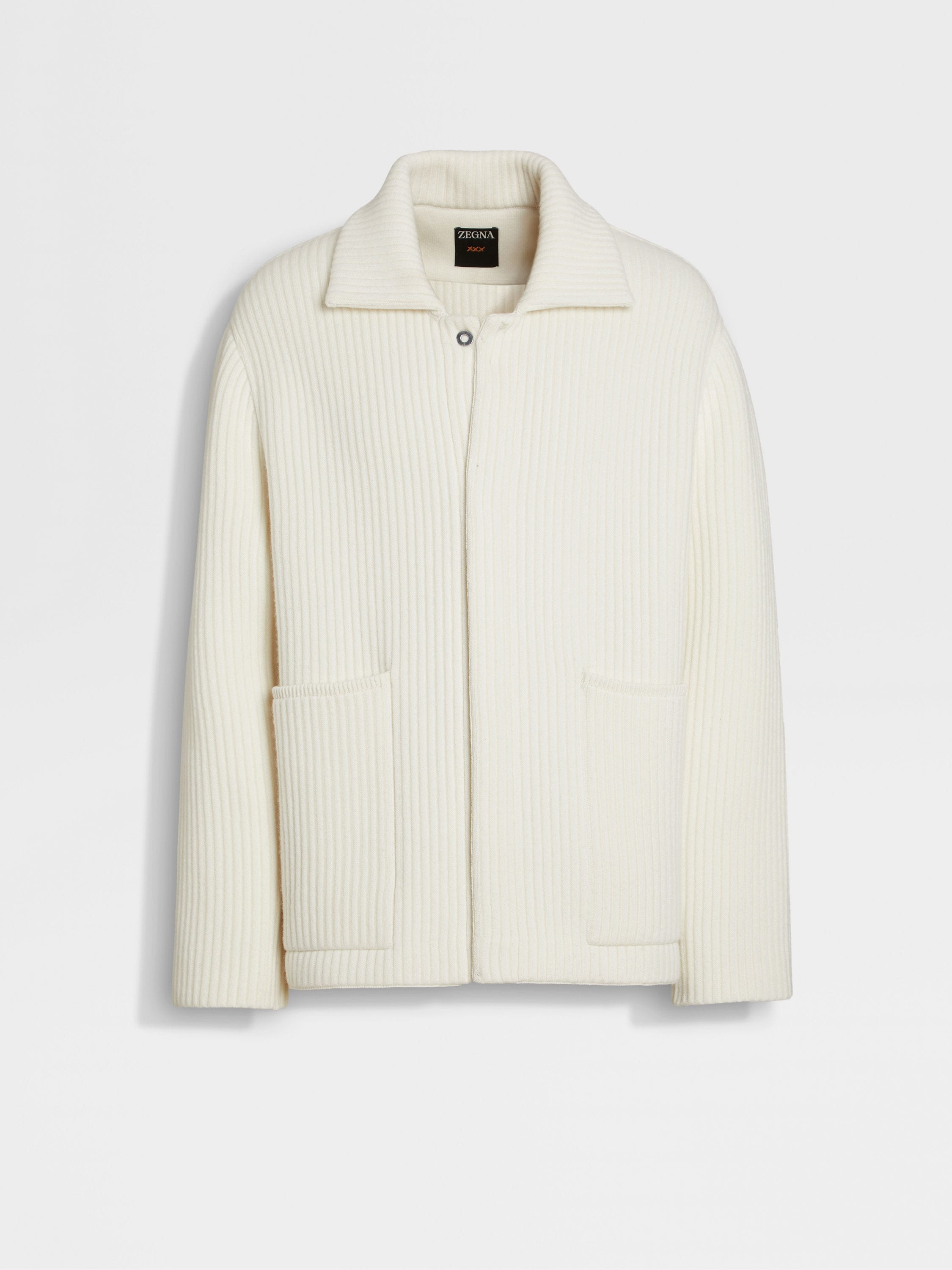 WHITE WOOL AND CASHMERE CHORE JACKET - 1