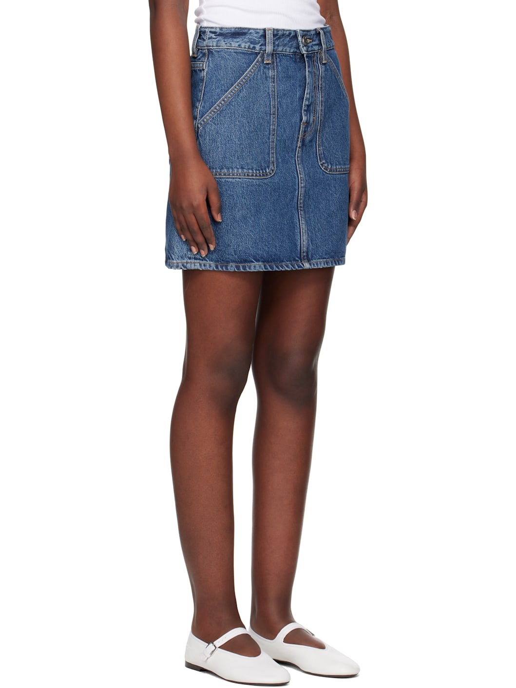Blue Patch Pocket Denim Miniskirt - 2