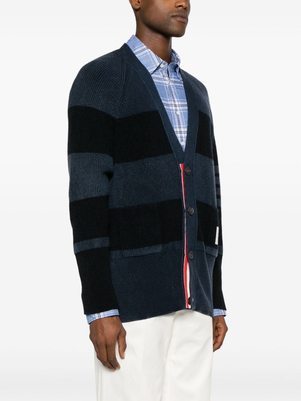 4-Bar striped cashmere cardigan - 3