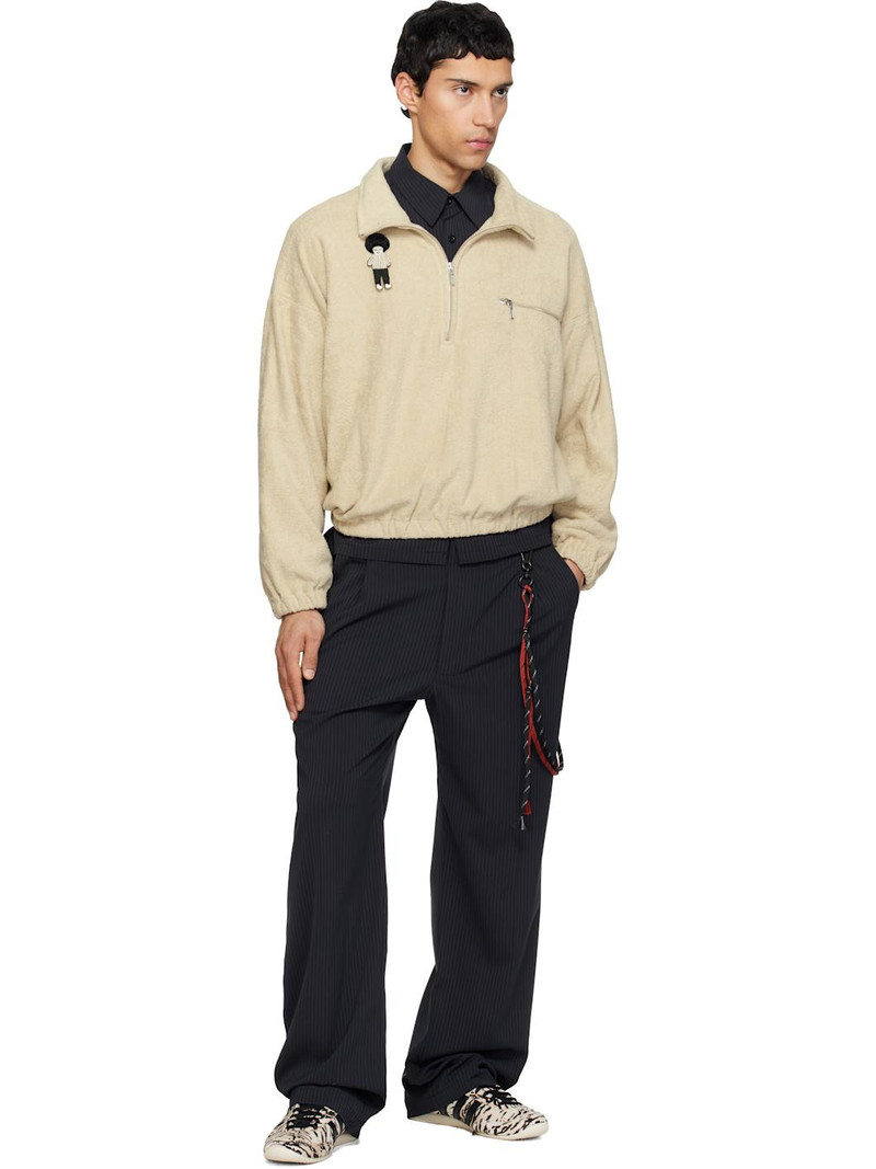 Song for the Mute Beige Zip Funnel Sweatshirt outlook