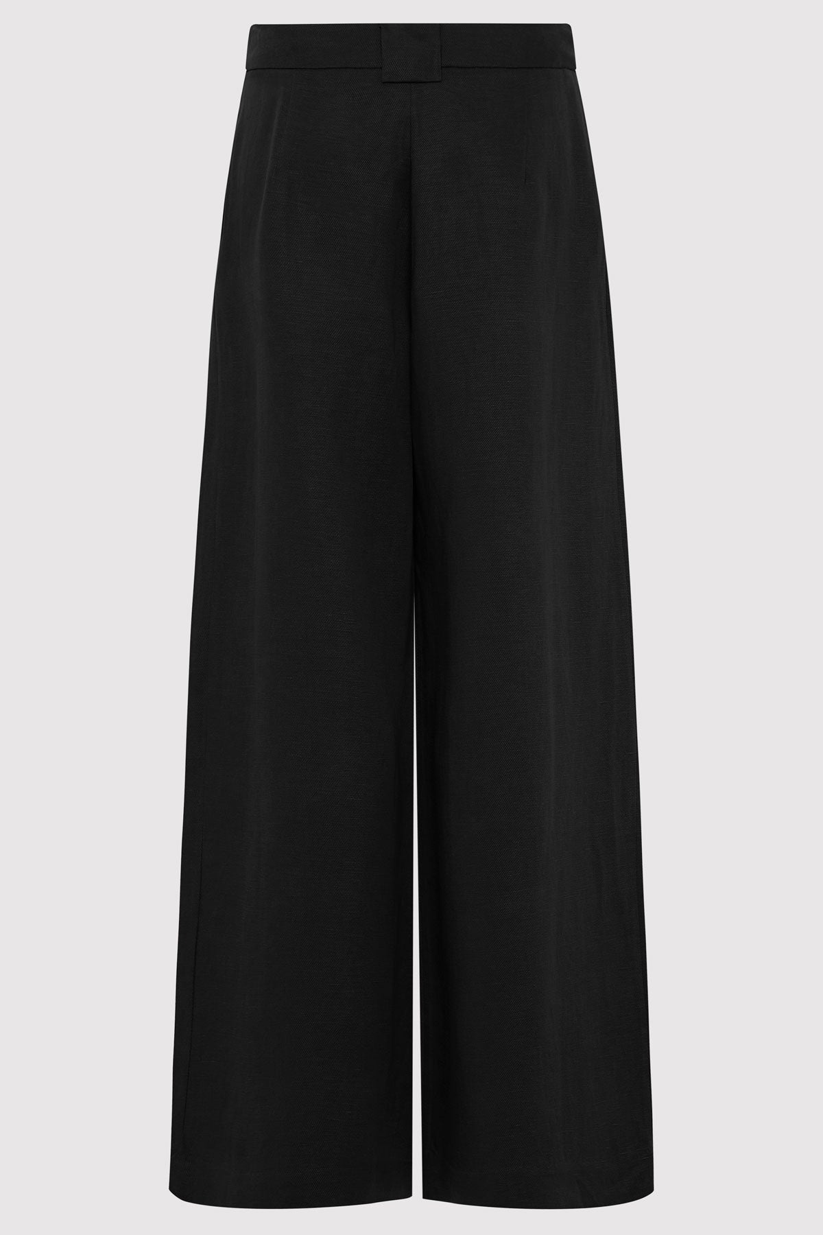 Wide Leg Pleat Pants - Black - 6