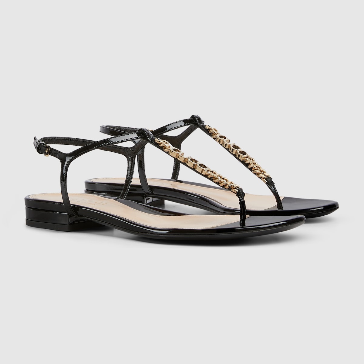 サンダル・ミュール Gucci Black Leather Signoria Thong Sandals Gucci Gucci Signoria leather thong sandals Gucci