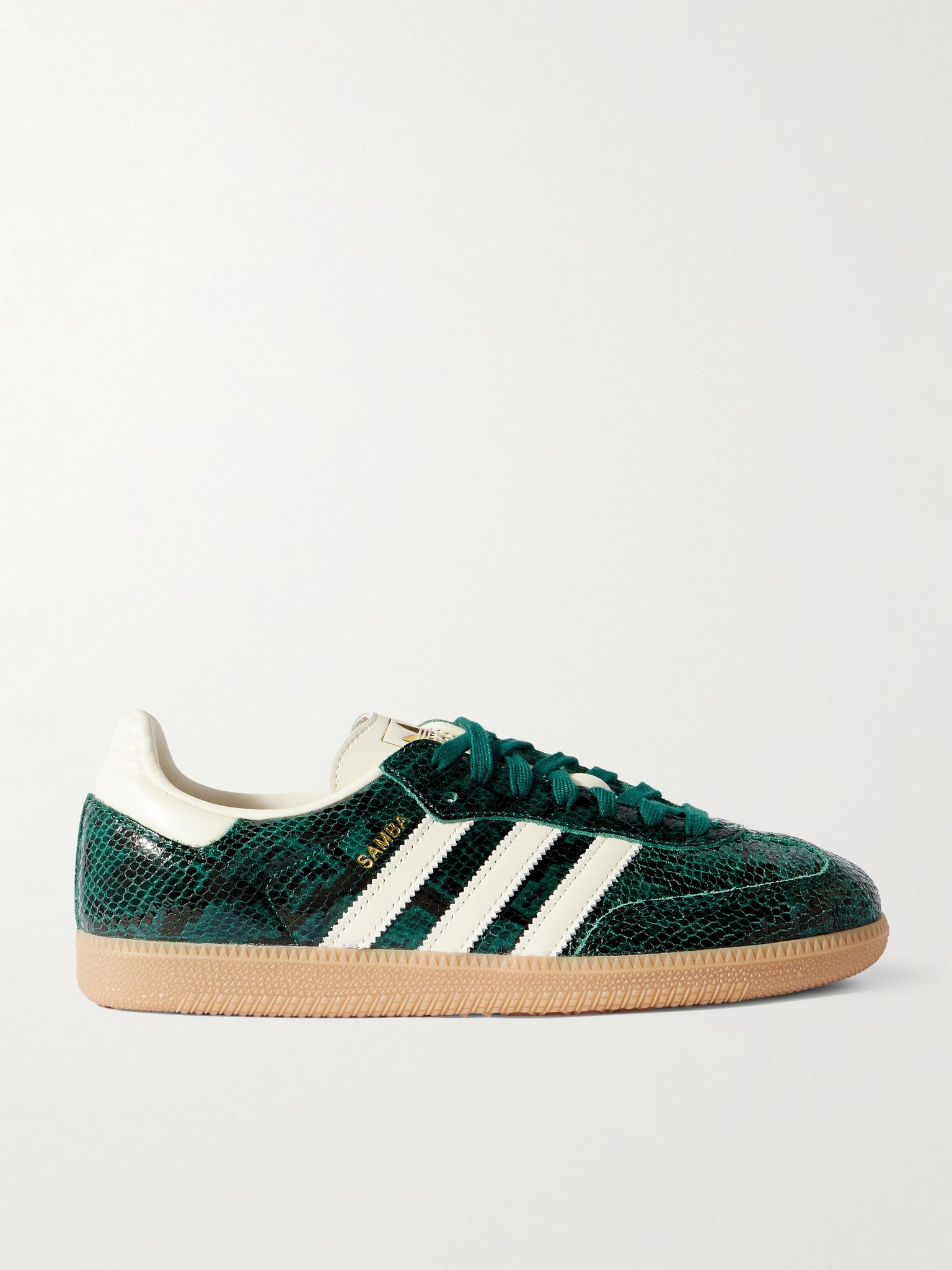 Samba OG Leather-Trimmed Snake-Effect Sneakers Green - 1