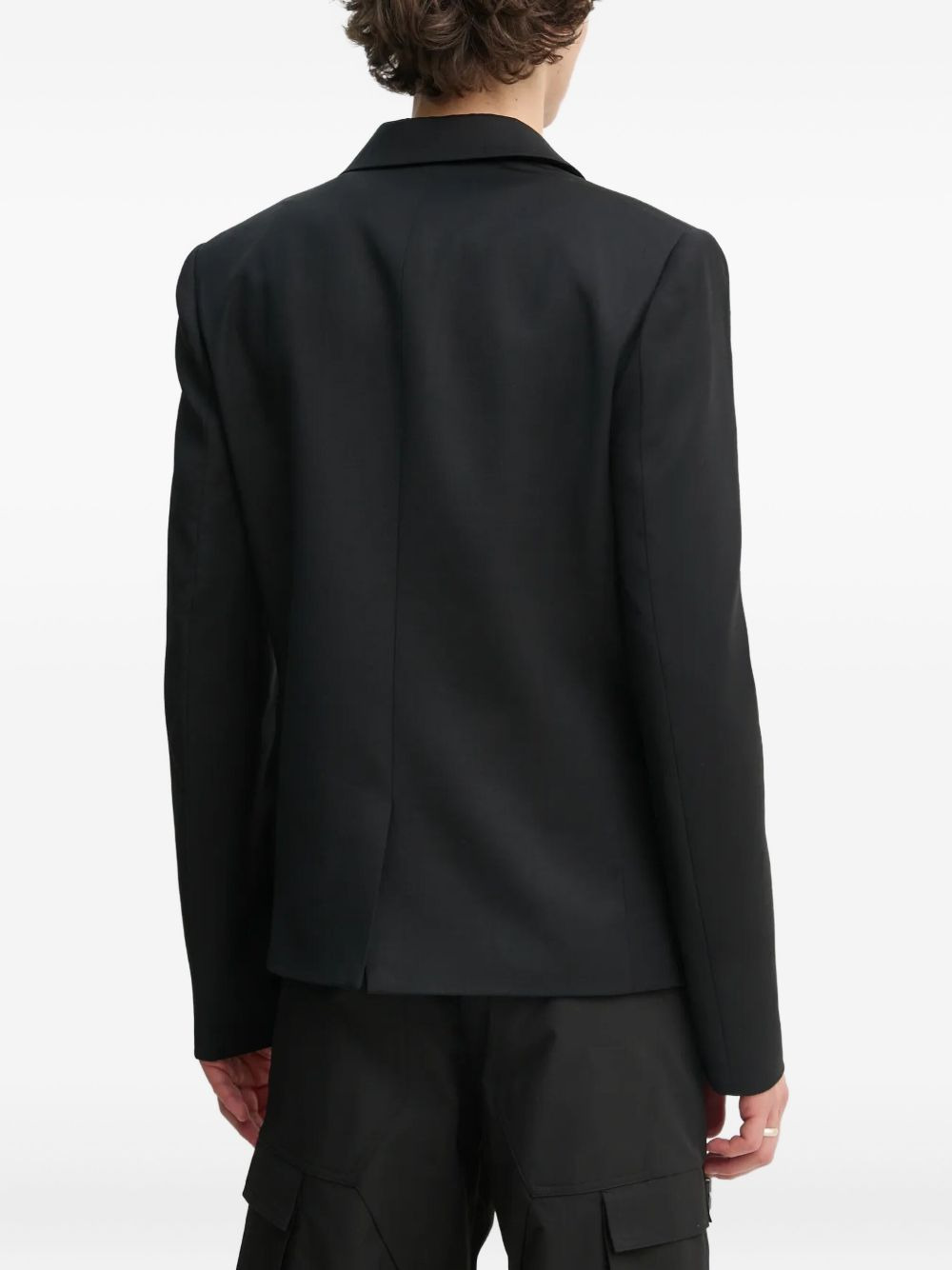 lapel-detail logo-plaque blazer - 3