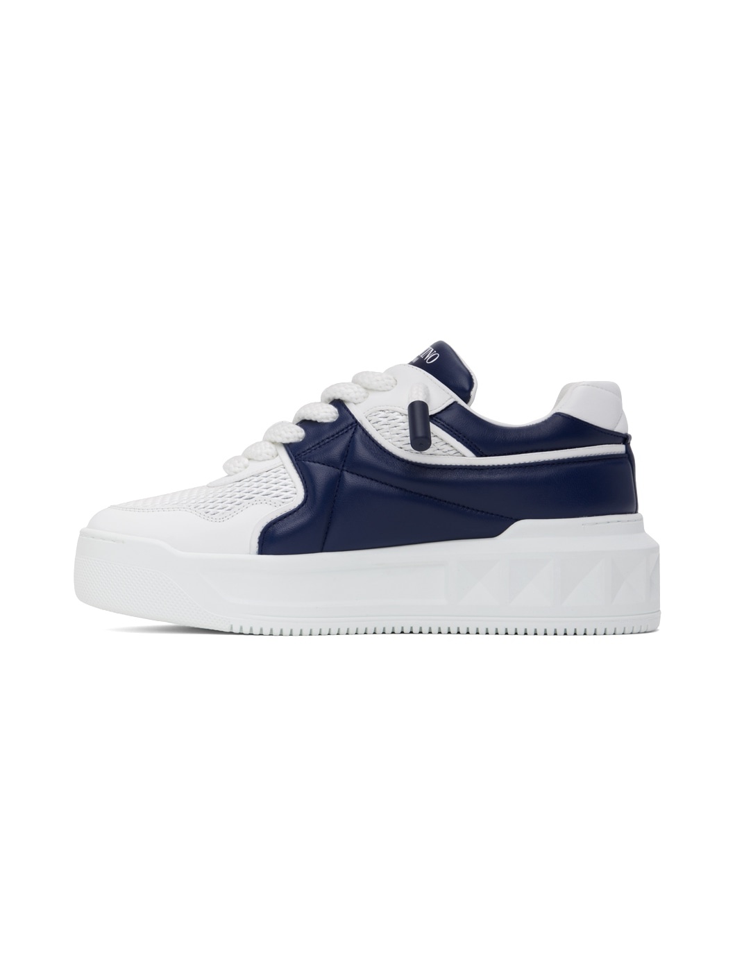 White & Navy One Stud XL Low-Top Sneakers - 3