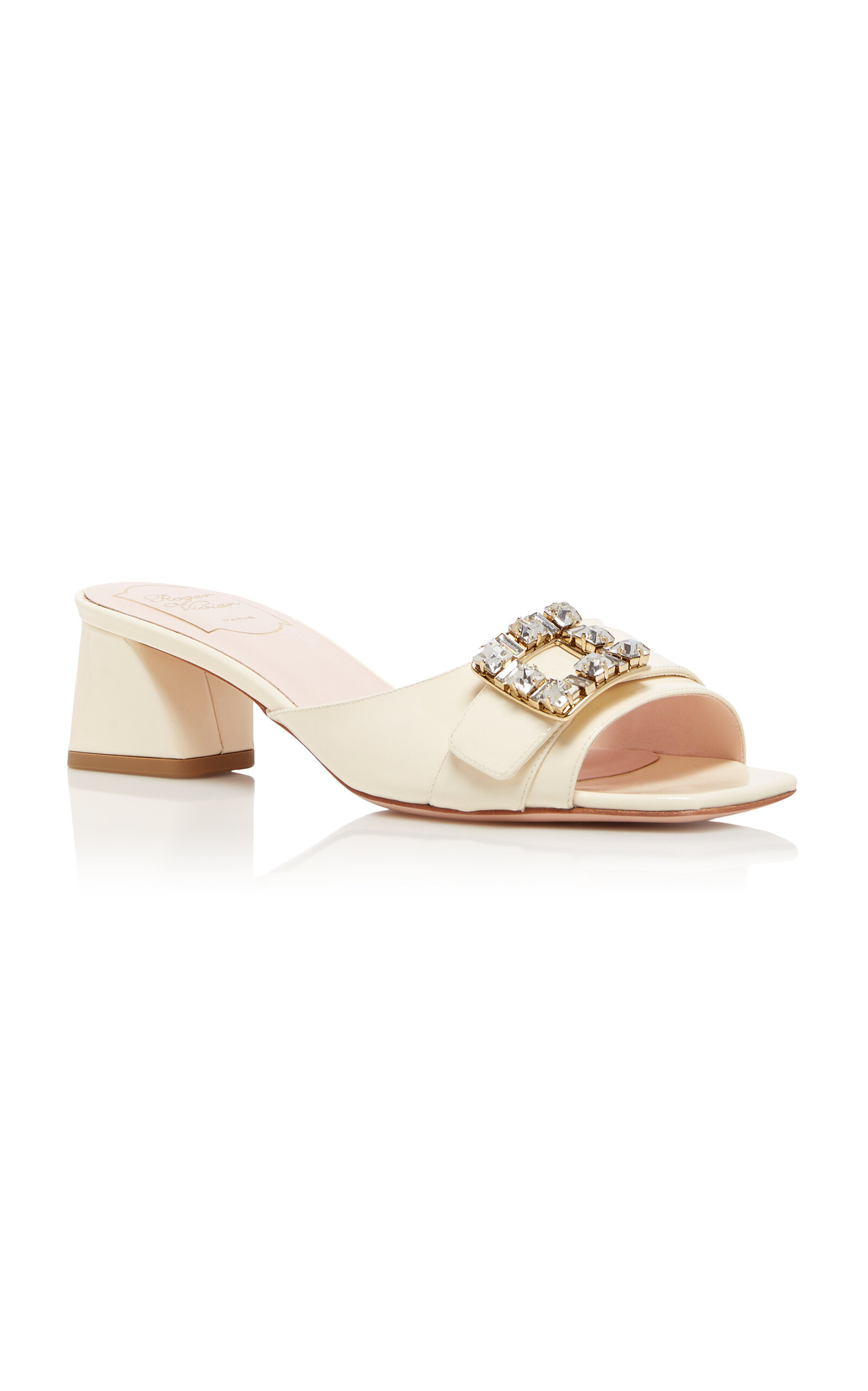 Bikiviv Buckle-Embellished Patent Leather Mules white - 5