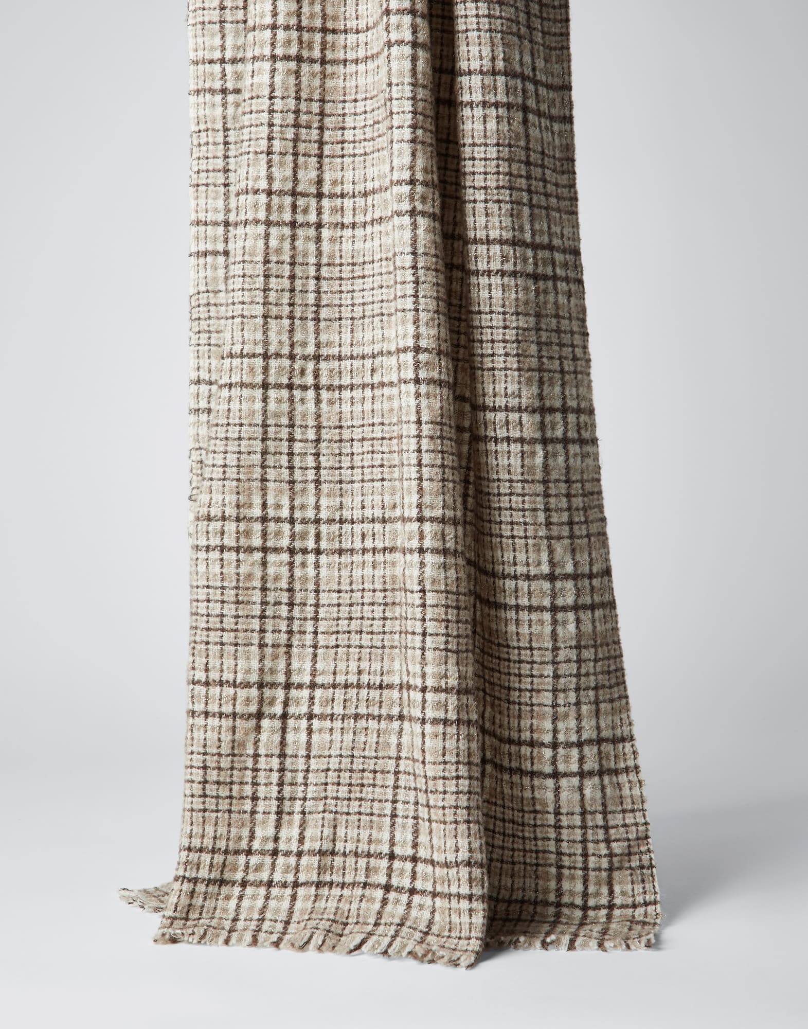 Sparkling cashmere and virgin wool checked scarf - 1