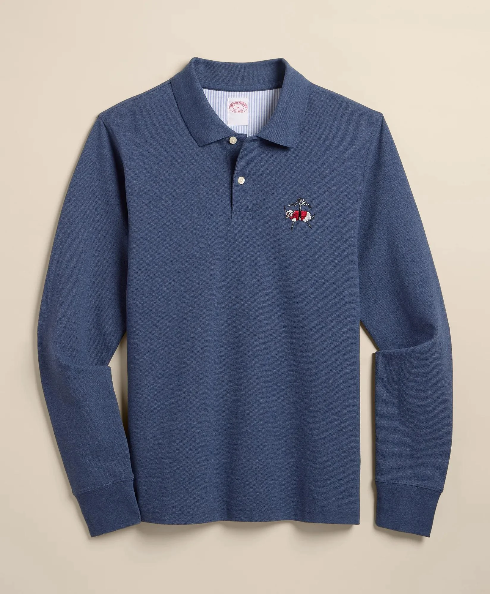 Golden Fleece® Stretch Supima® Cotton Long-Sleeve Henry Polo Shirt - 1