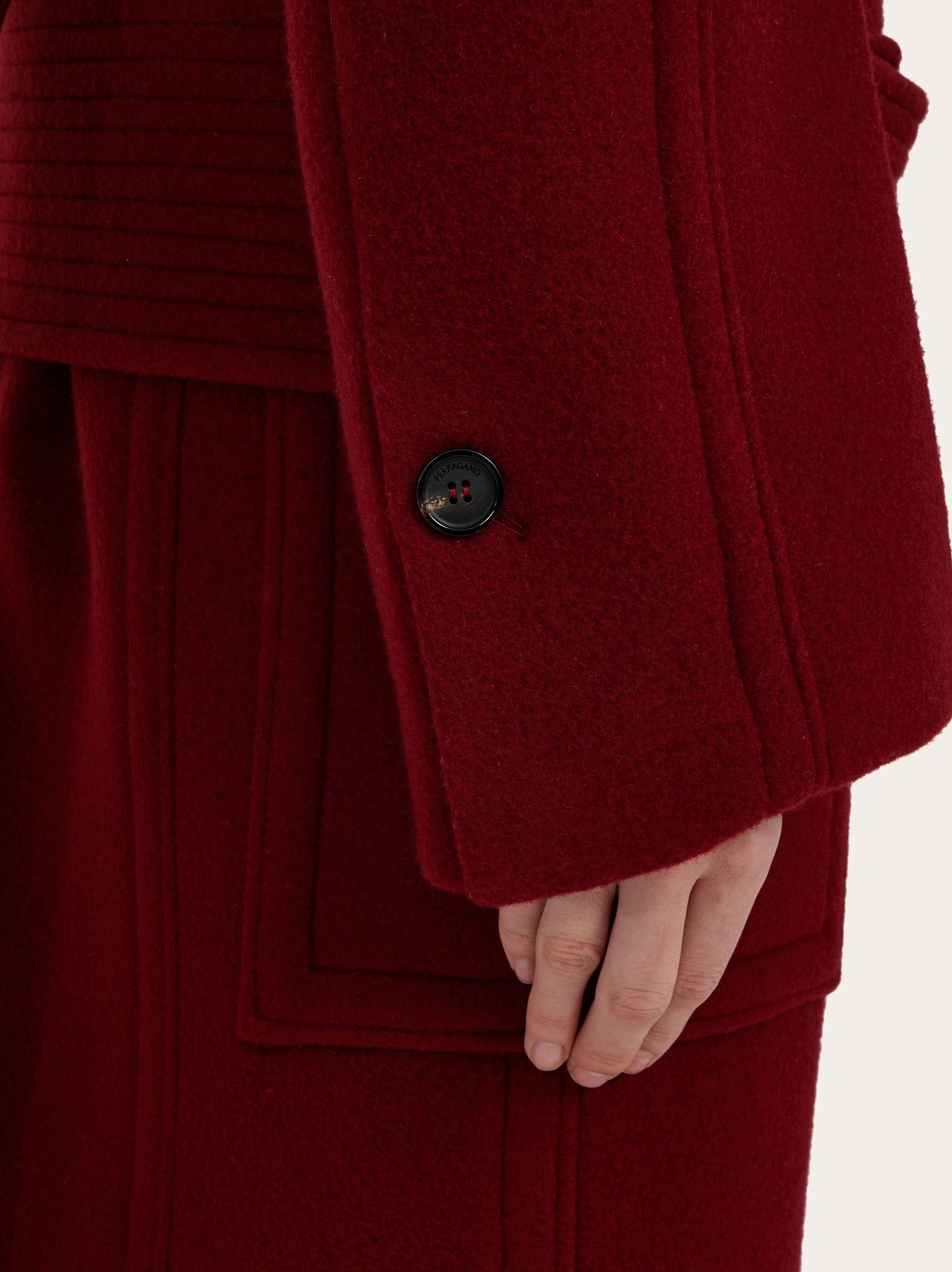 Long cashmere and wool coat with wide belt - 5