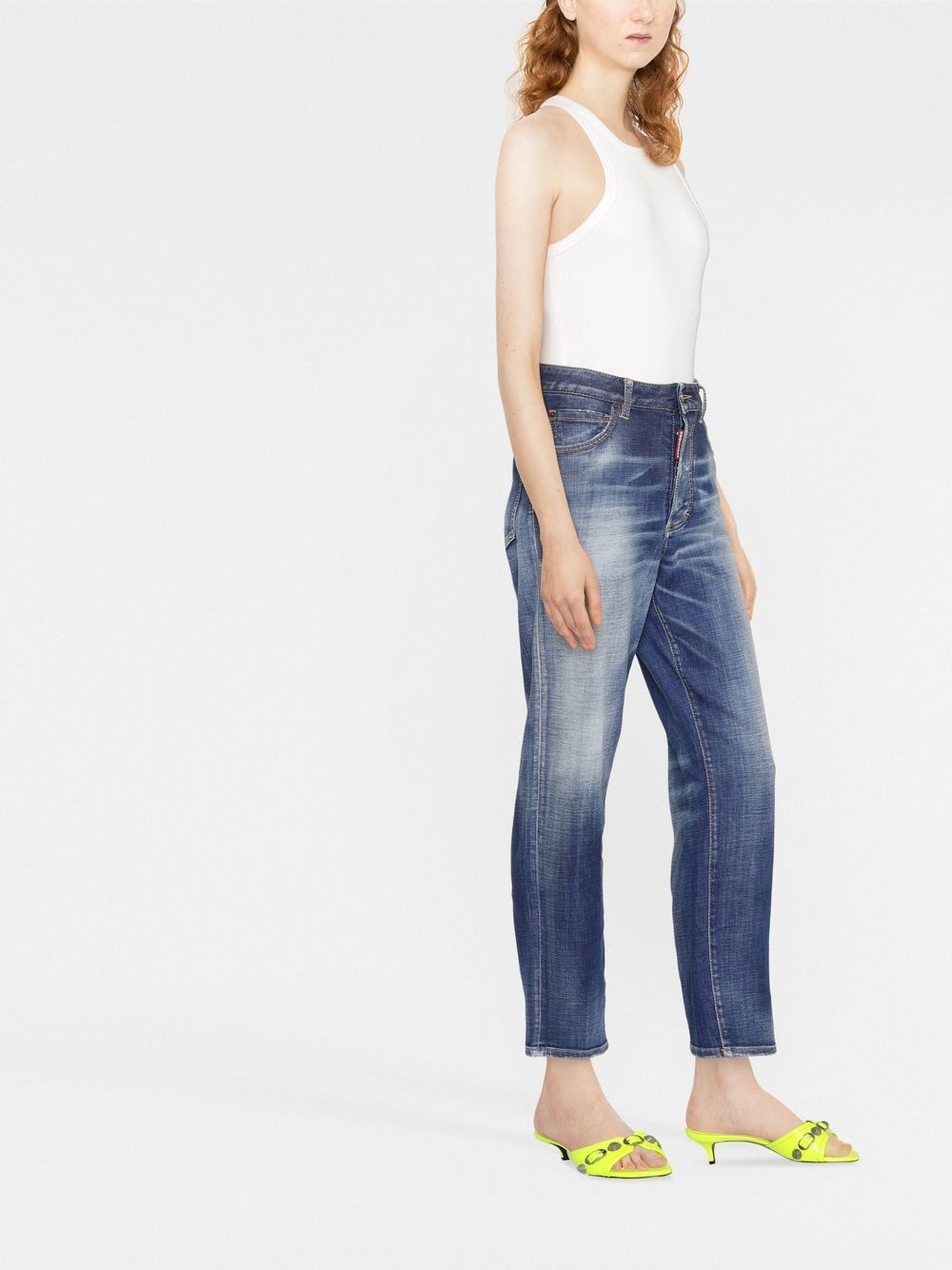 faded straight-leg jeans - 4