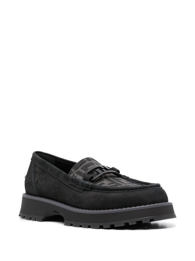 FENDI logo-print leather loafers outlook