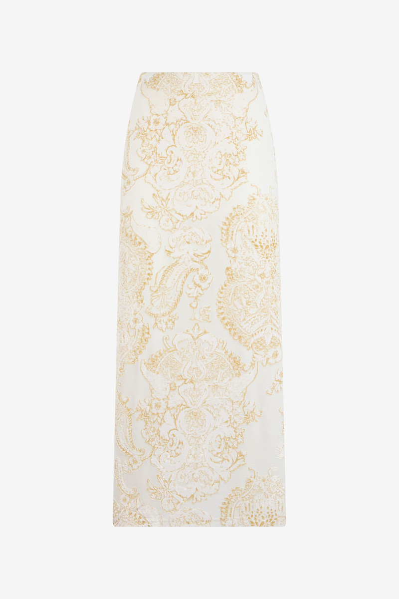 Ornamental White Print Skirt 1