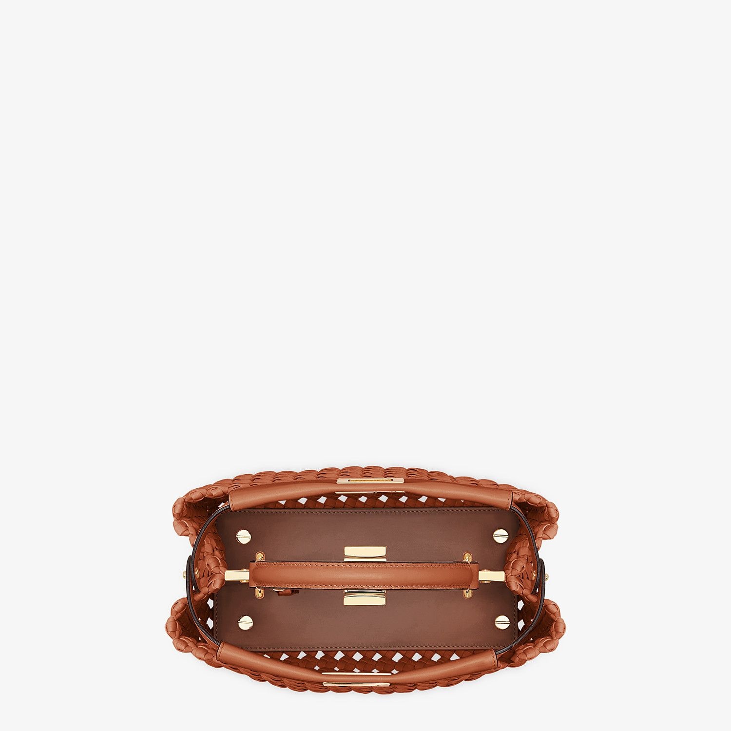 Brown leather interlace bag - 5