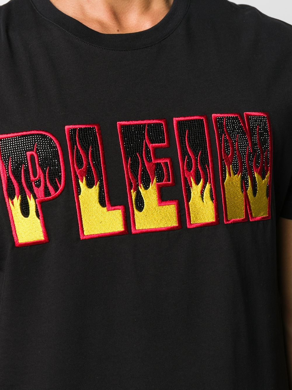 Flame logo-embroidered cotton T-shirt - 5