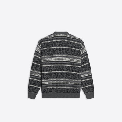 BALENCIAGA Men's Fairisle Crewneck in Grey outlook