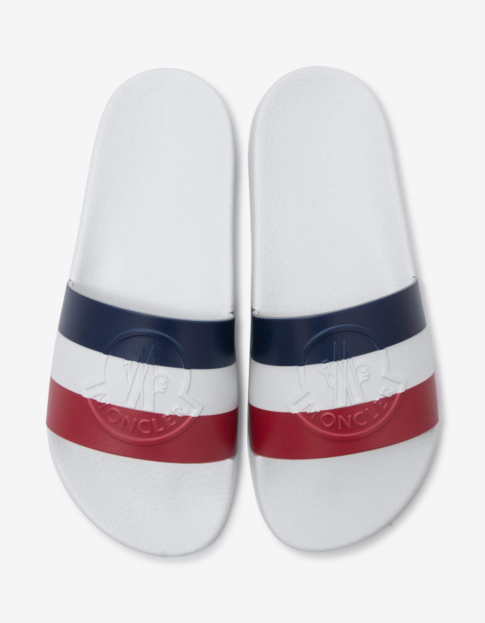 Moncler Basile White Tricolour Logo Slide Sandals - 4