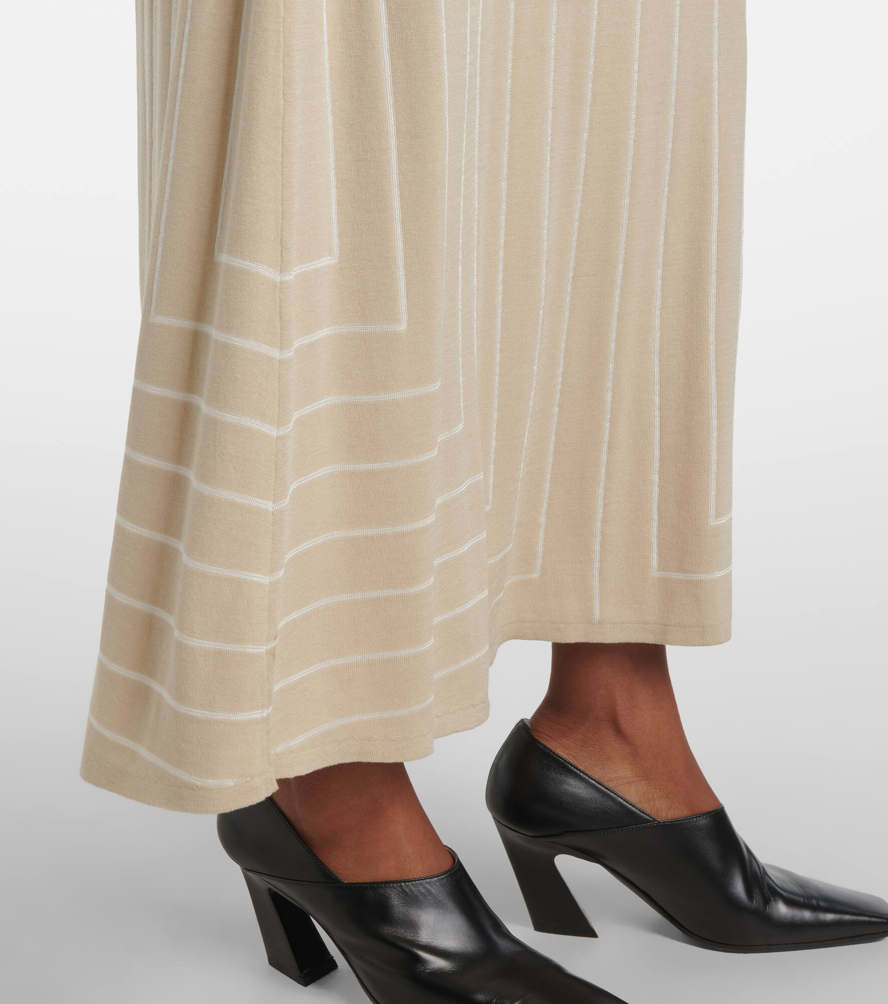 Striped cotton and silk maxi skirt - 5