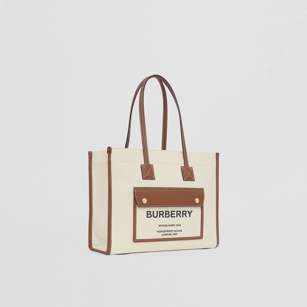 Small Two-tone Canvas and Leather Freya Tote - 7