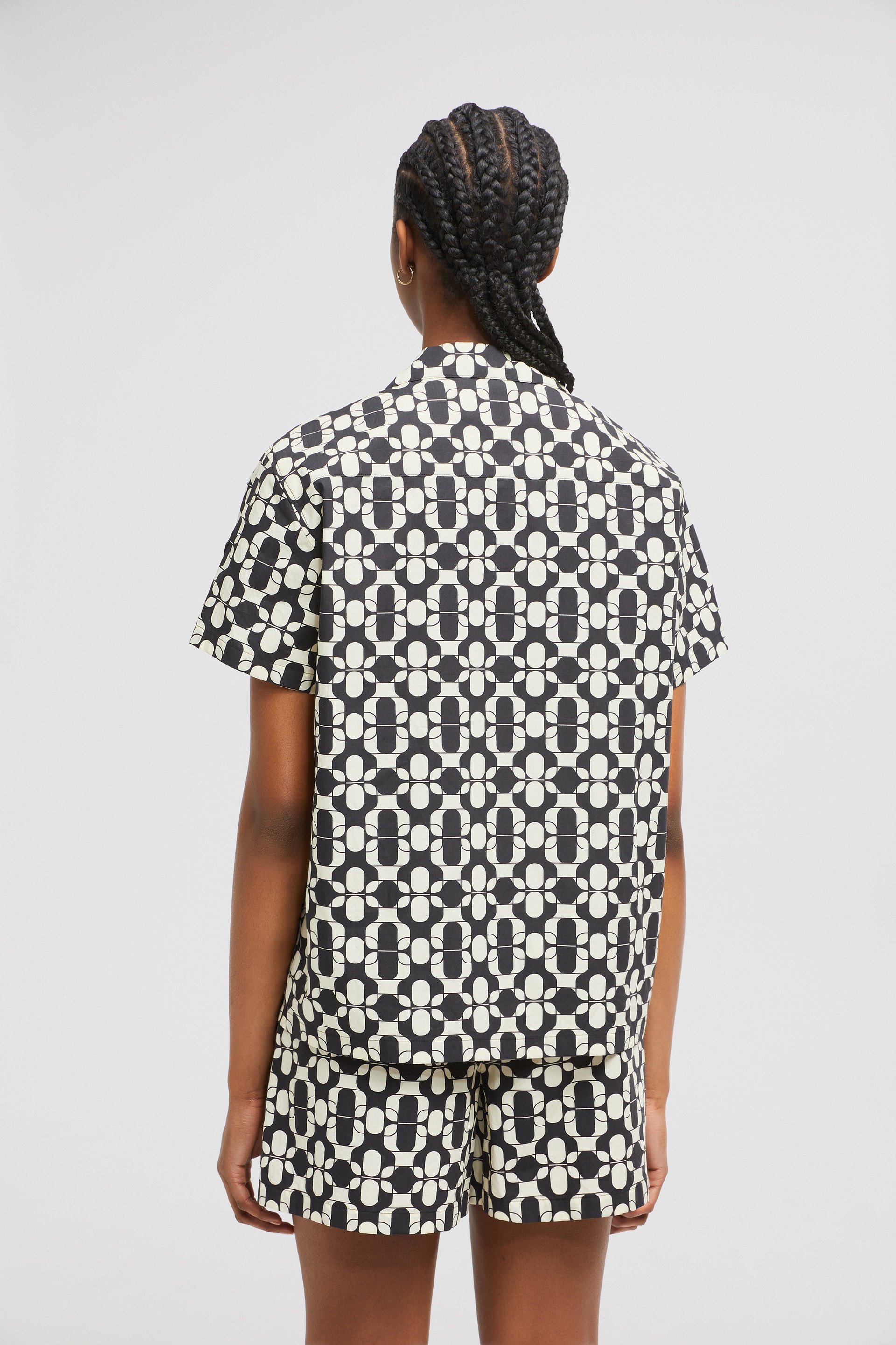 Geometric Print Cotton Short Sleeve Shirt - 5