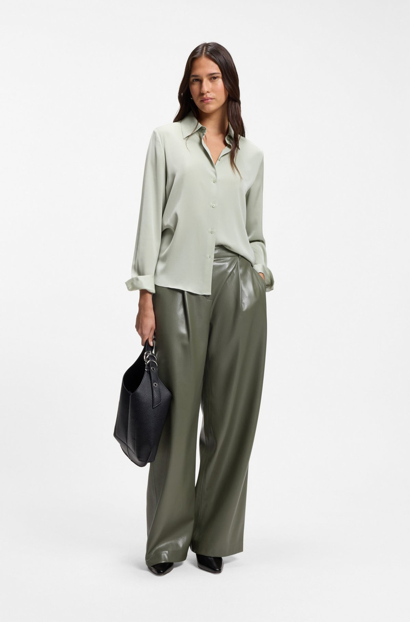 BOSS WIDE-LEG PANTS IN FAUX LEATHER outlook