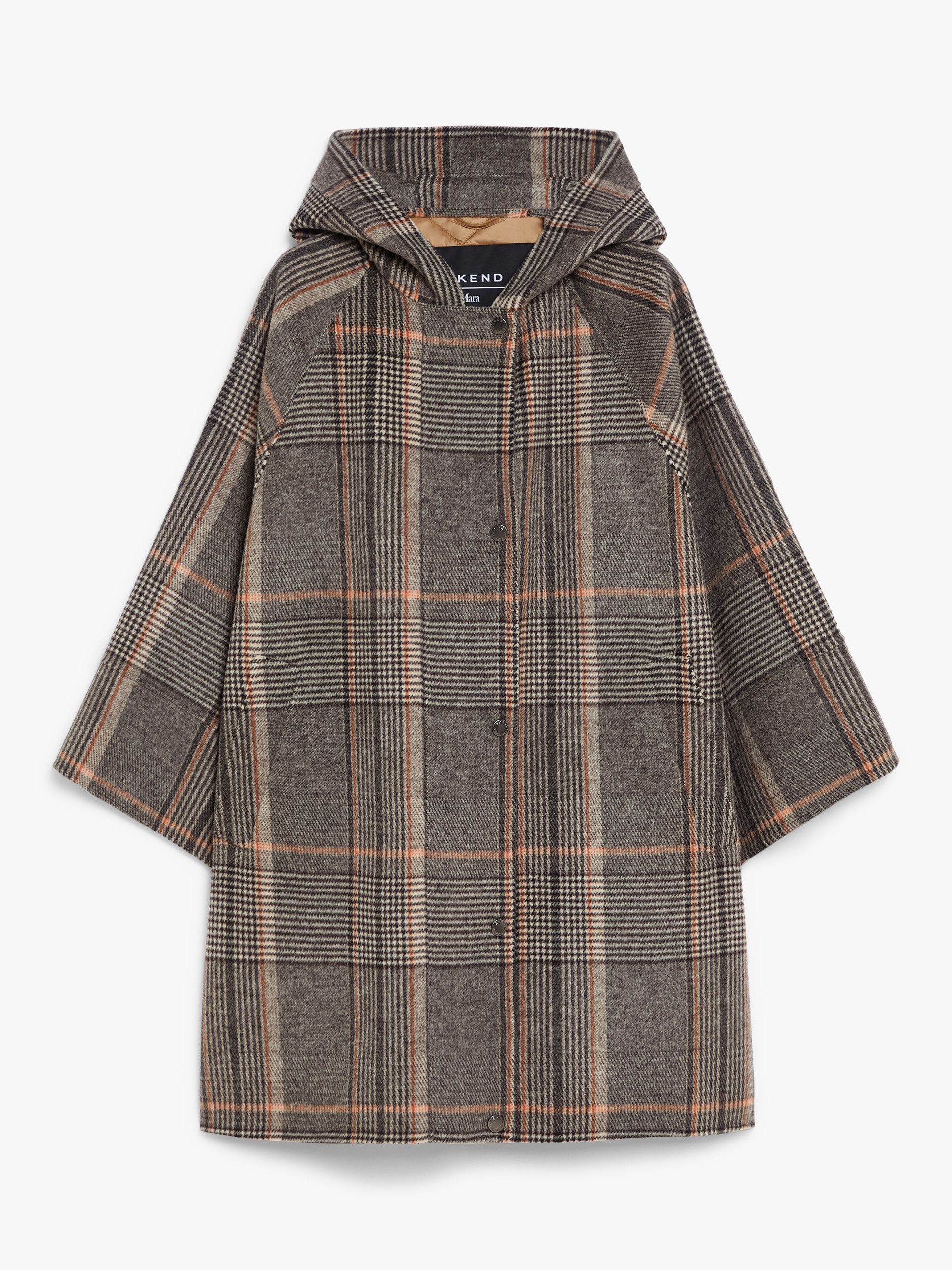 AGITARE Chequered wool and water-repellent canvas coat - 1