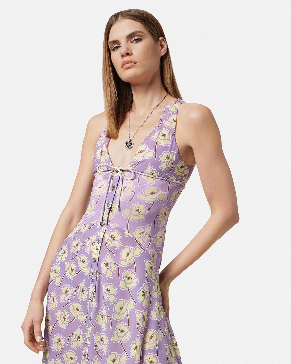 Poppies Silk Georgette Midi Dress - 3