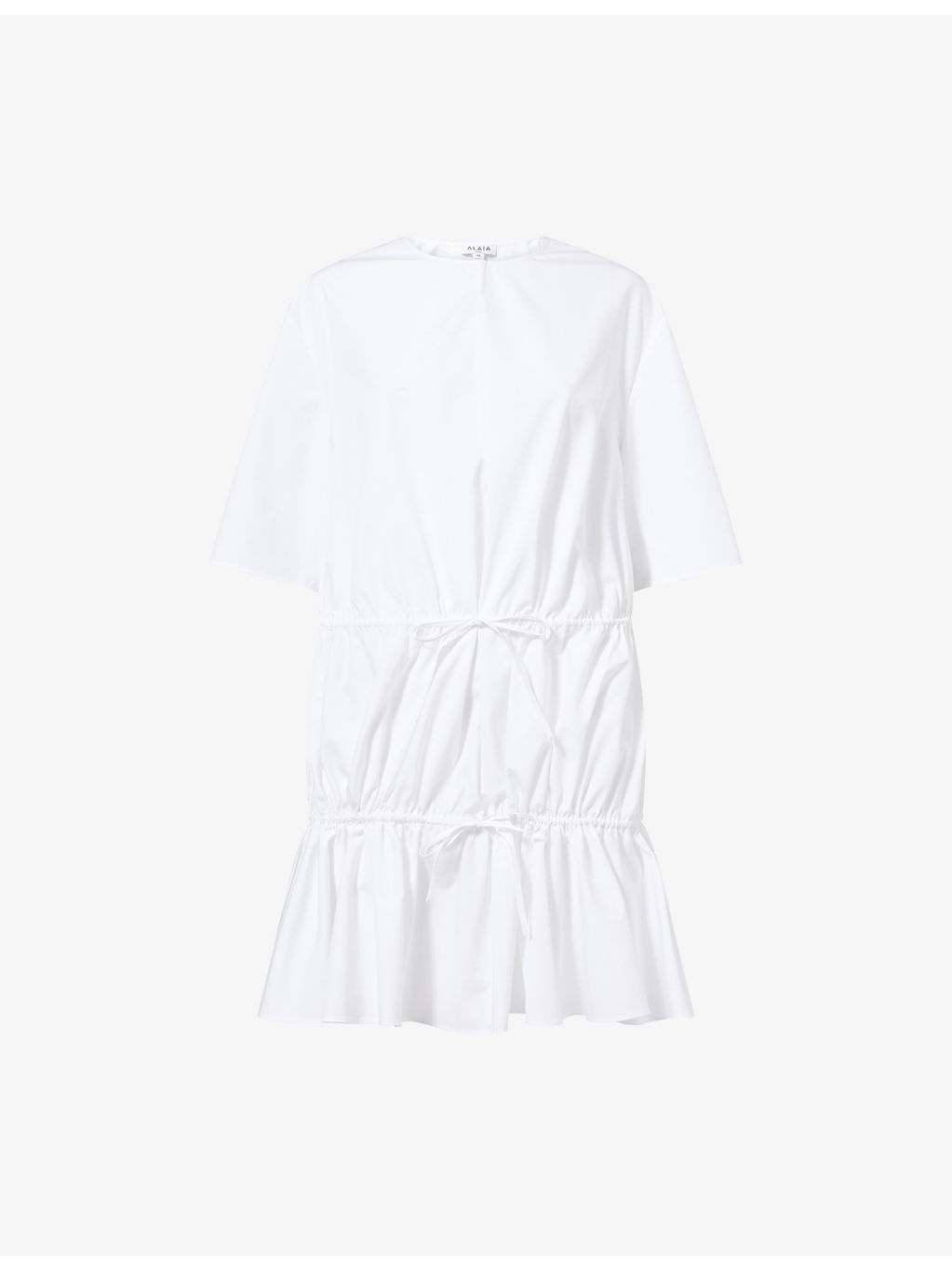 Ruffled Short-Sleeves Cotton Mini Dress - 1