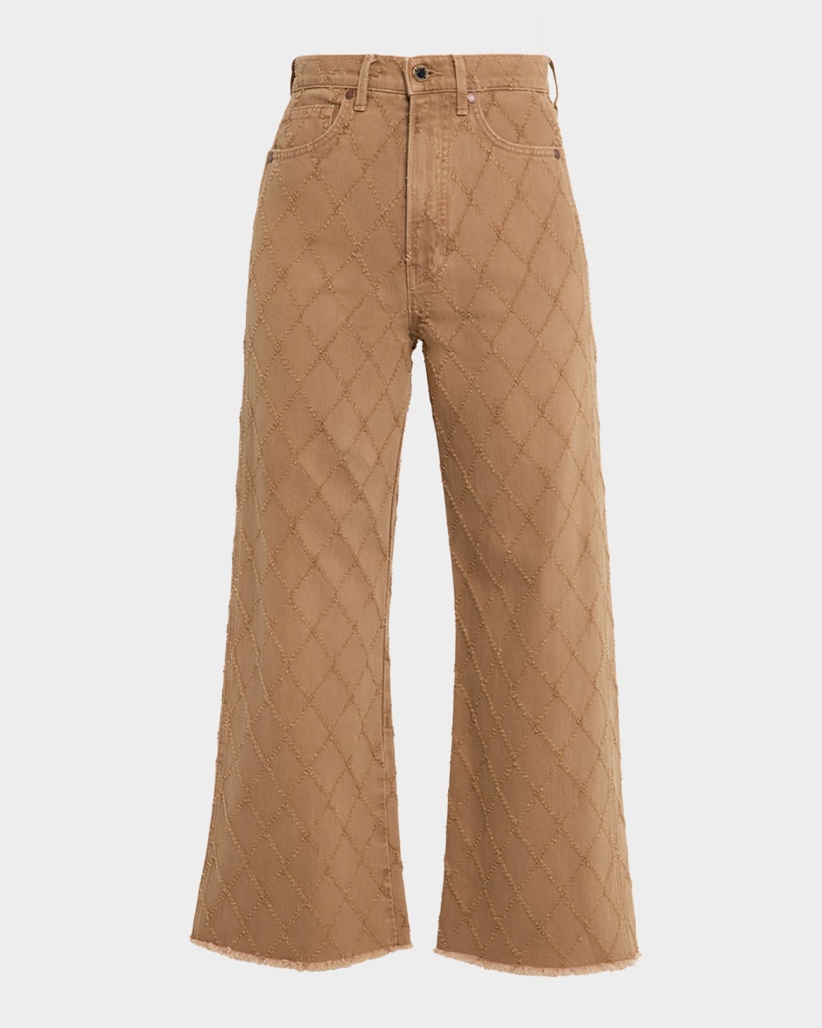 Taylor Perforated Diamond Cropped Wide Jeans - 1