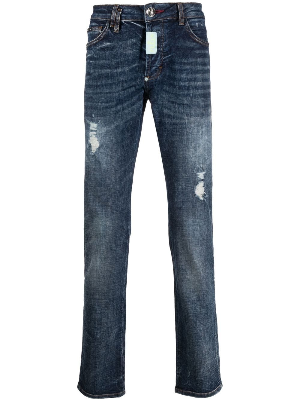 distressed straight-cut jeans - 1