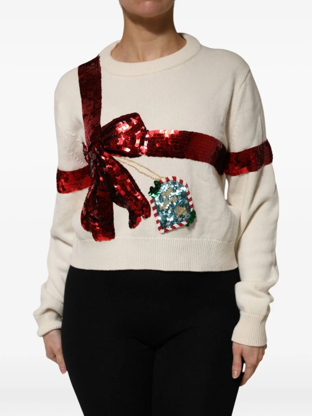 sequin-embellished bow-detail sweater - 1