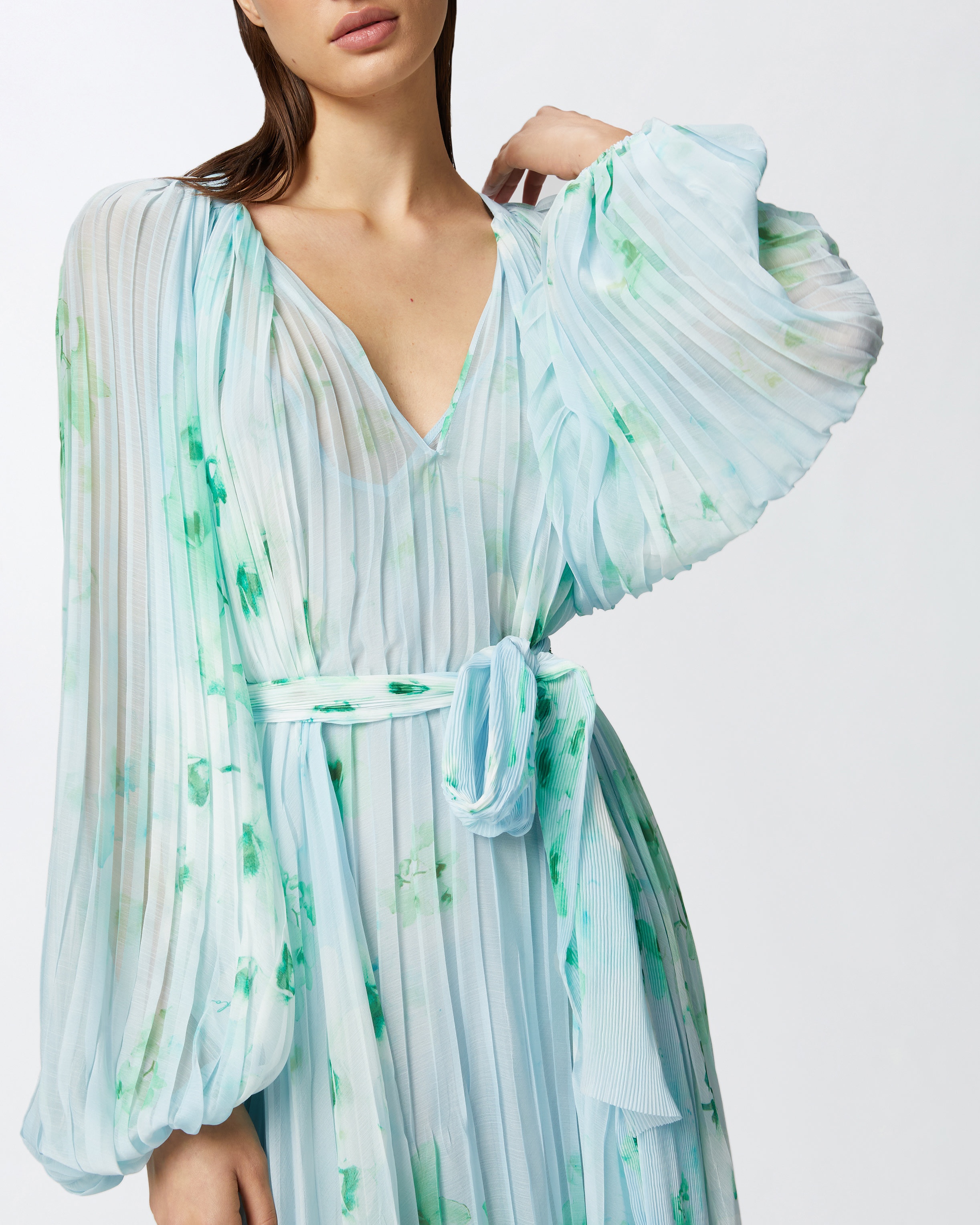 PLEATED MIDI DRESS WITH FLORAL PRINT - 5