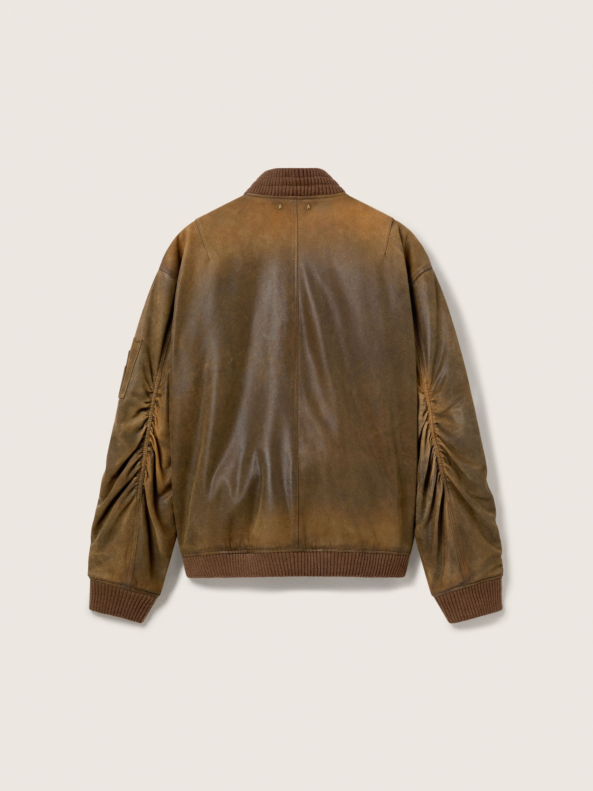 Brown leather biker jacket with a lived-in effect - 2