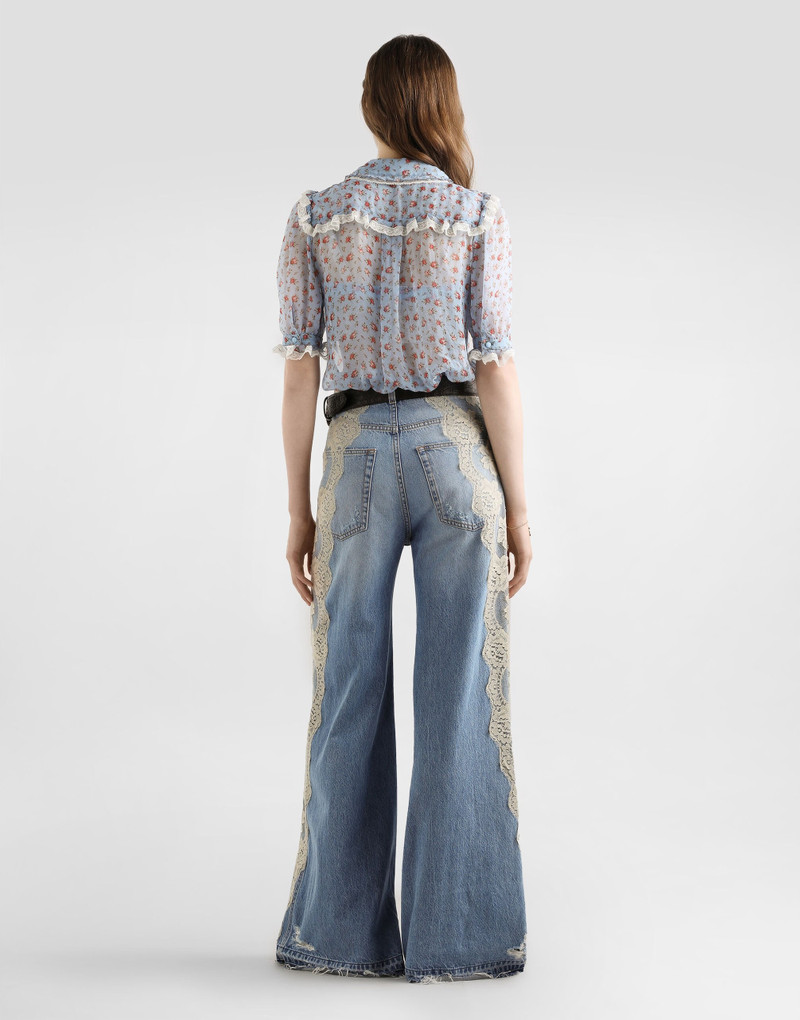 Small rose-print chiffon shirt 3