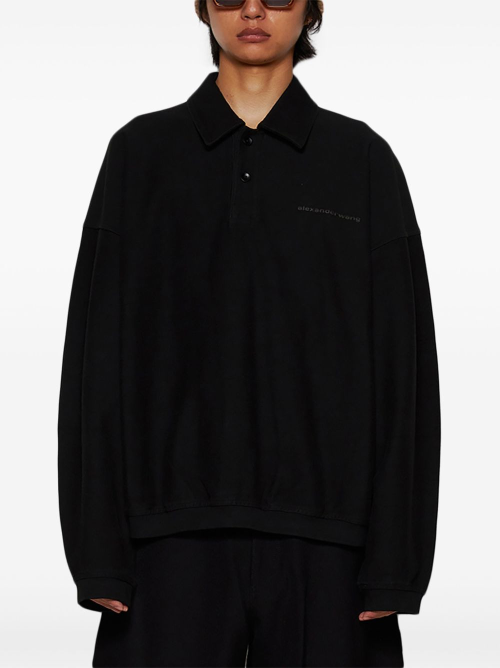 logo-embossed cotton polo shirt - 3