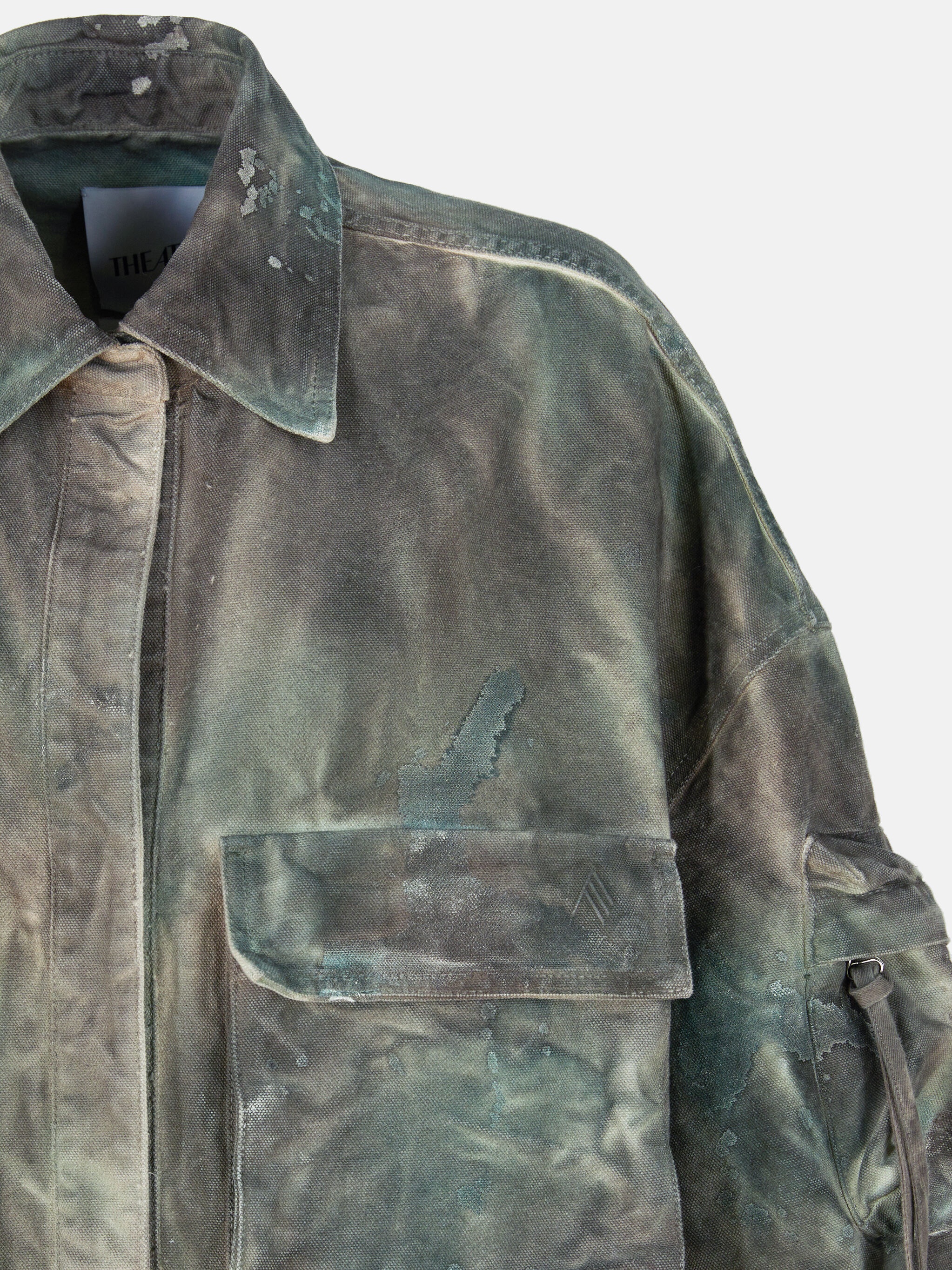''FERN'' STAINED GREEN CAMUFLAGE SHORT COAT - 4