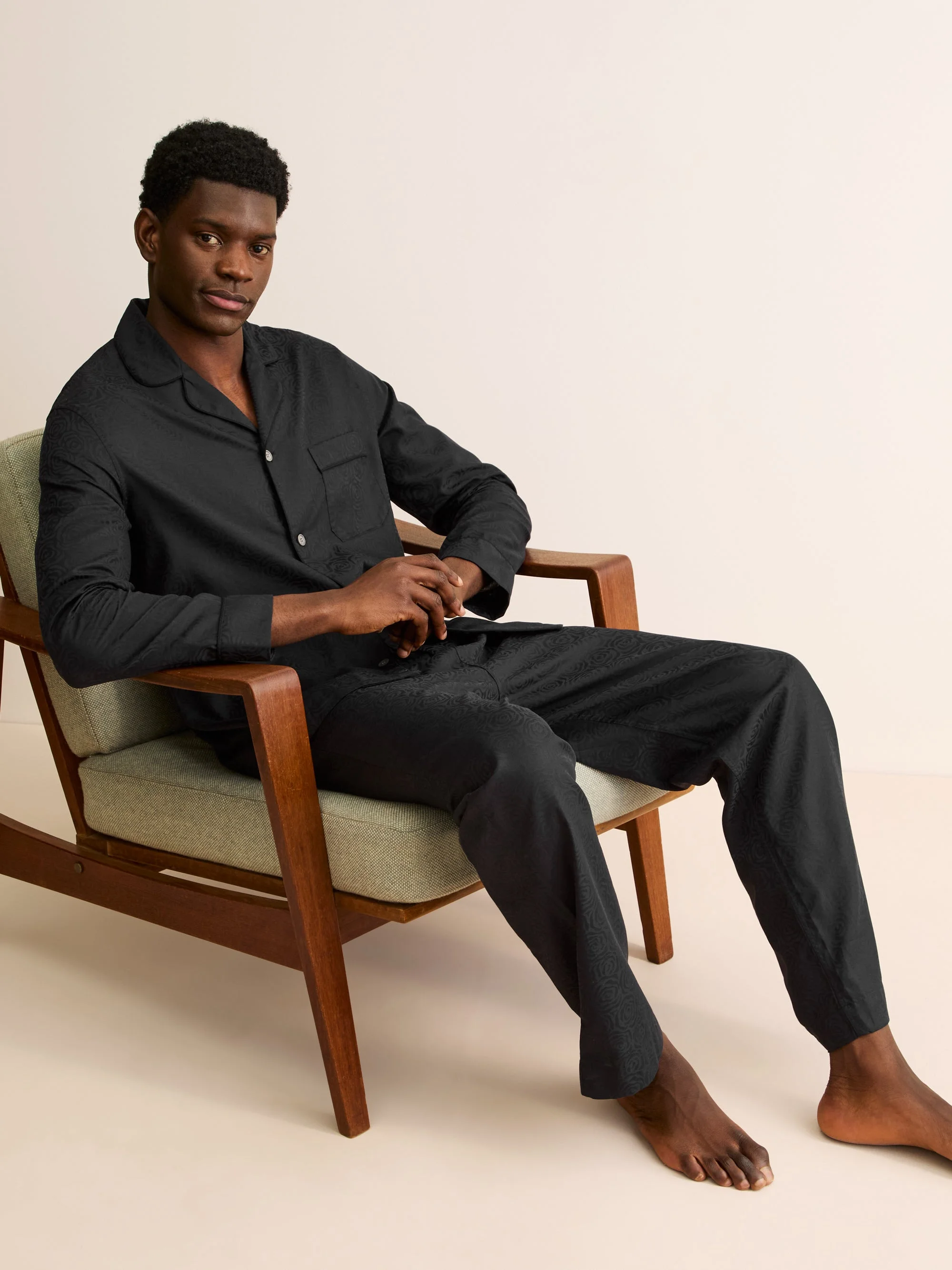 Paris Cotton Jacquard Pajamas Black Rose - 1