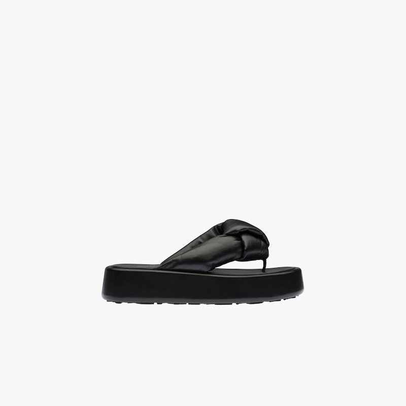 Padded mordoré nappa leather thong sandals - 5