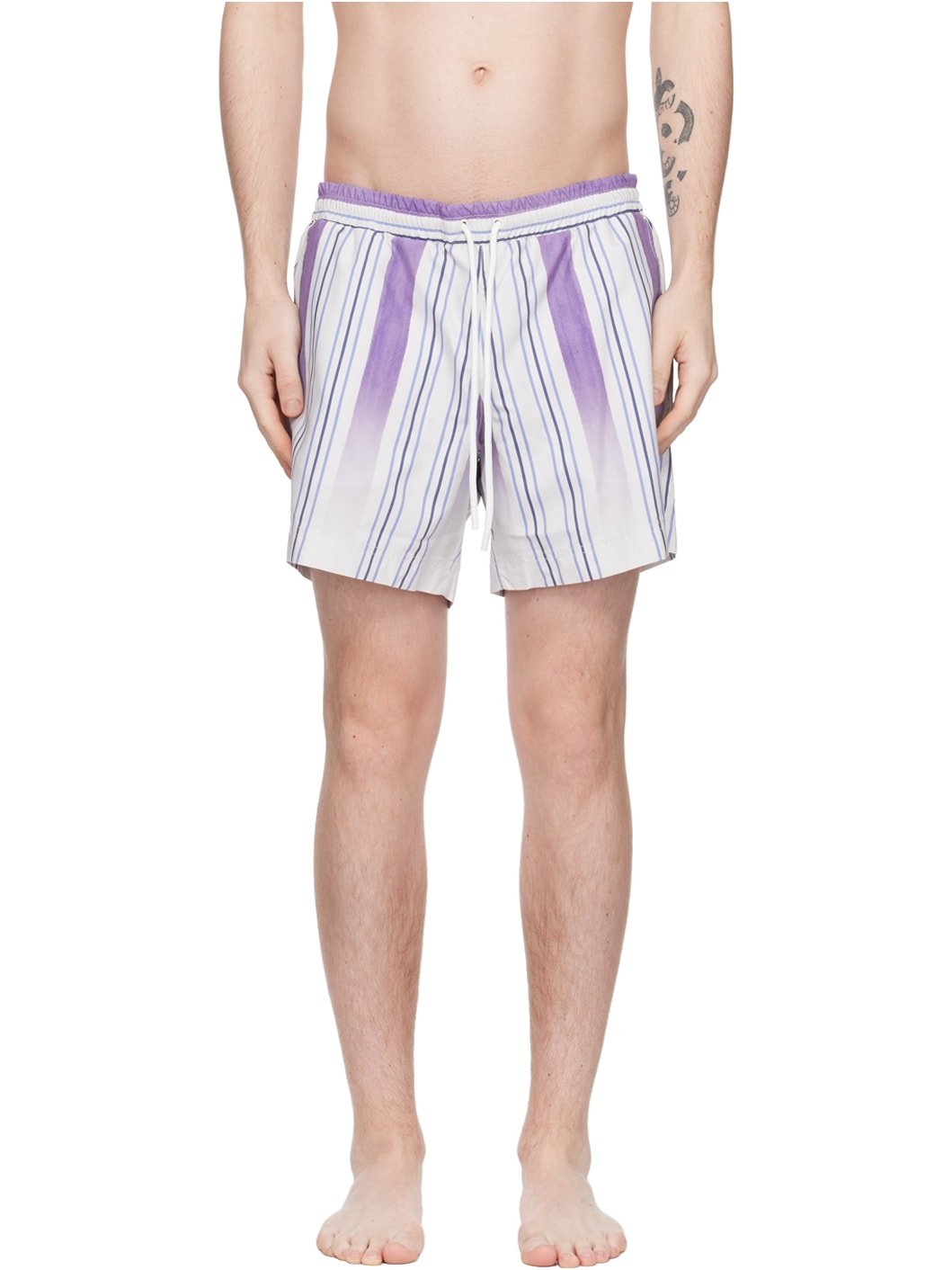 Purple Striped Swim Suit - 1