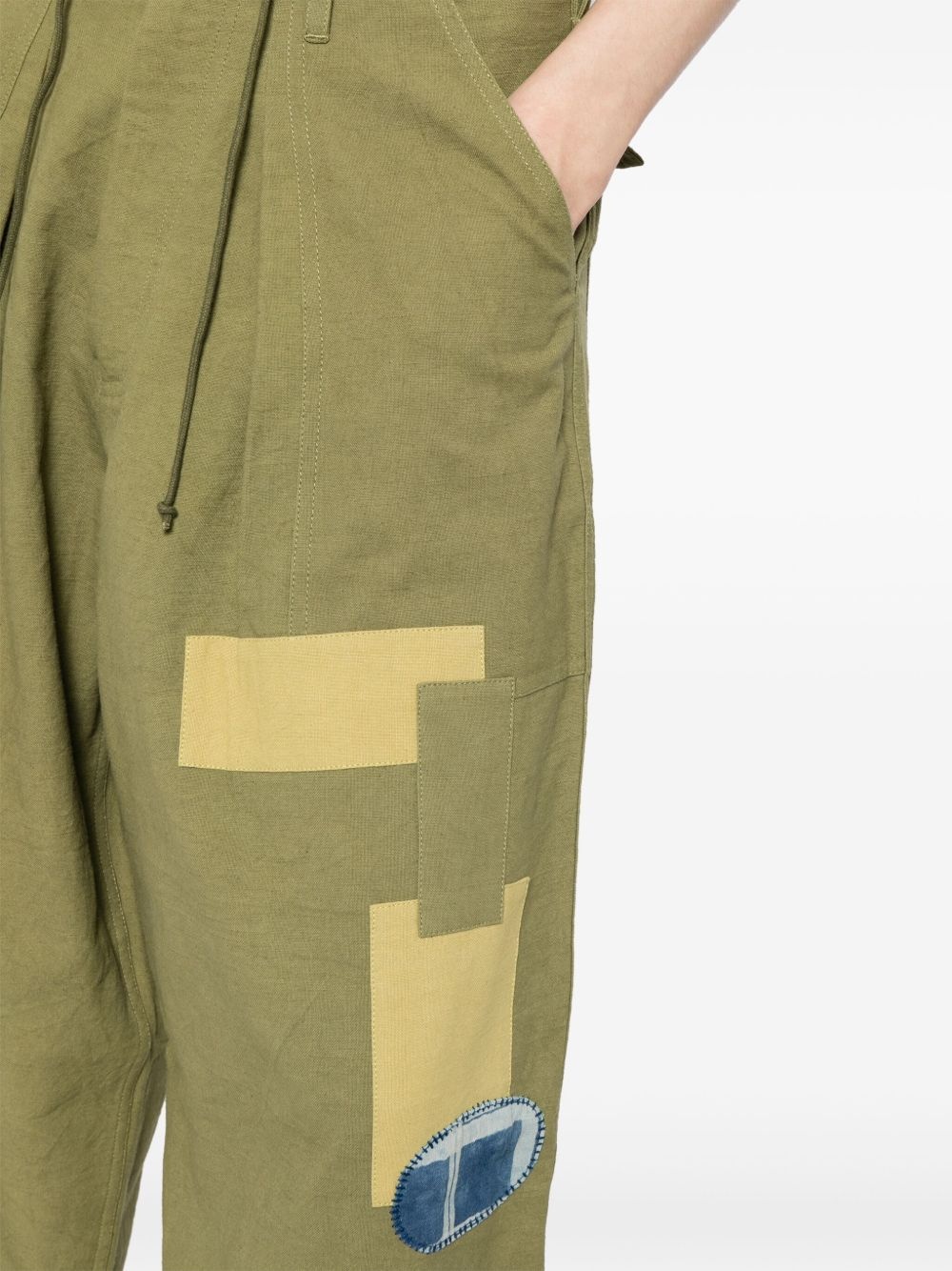 panelled organic cotton trousers - 5