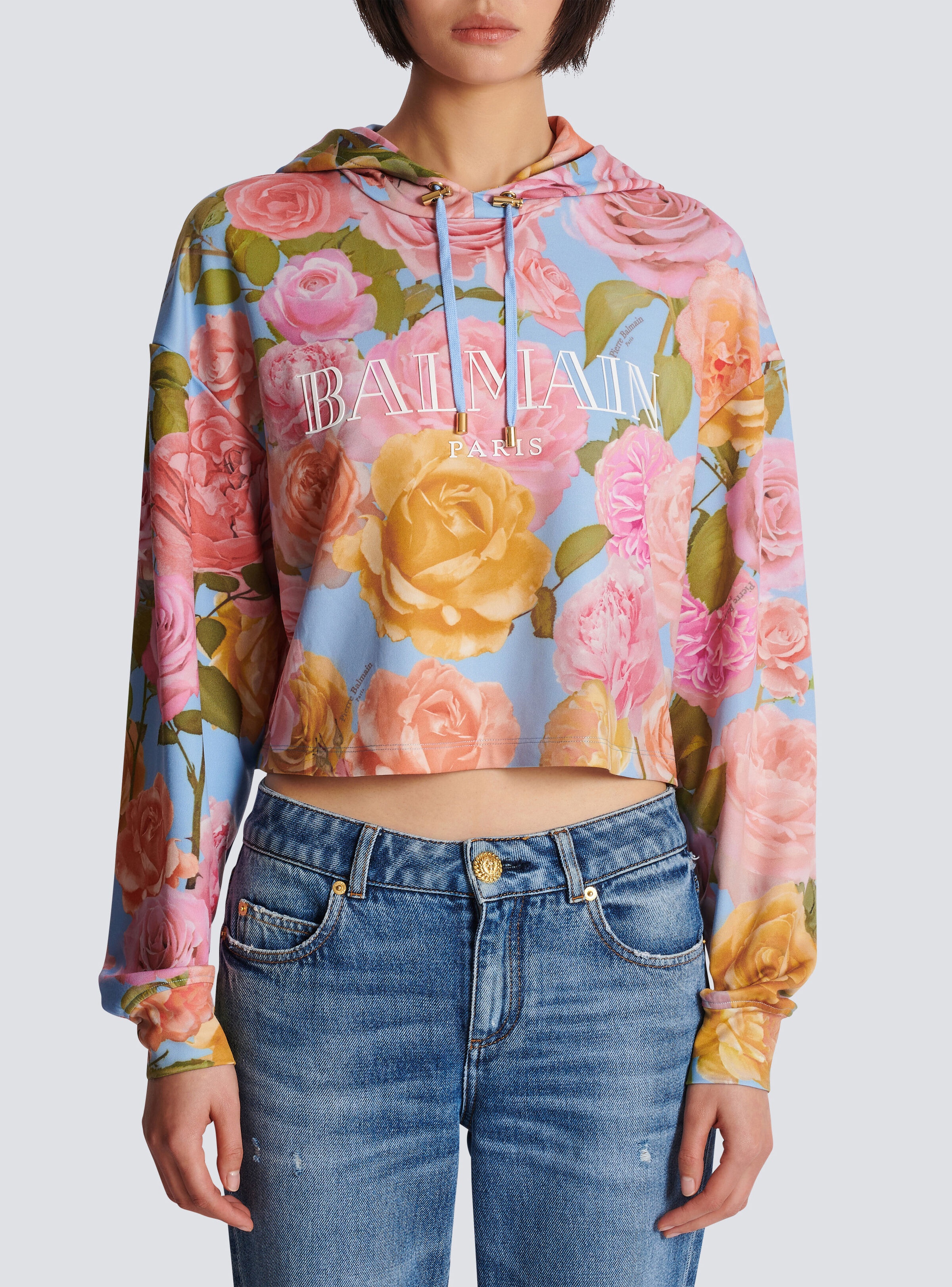 Vintage Balmain hoodie with Pastel Roses print - 5