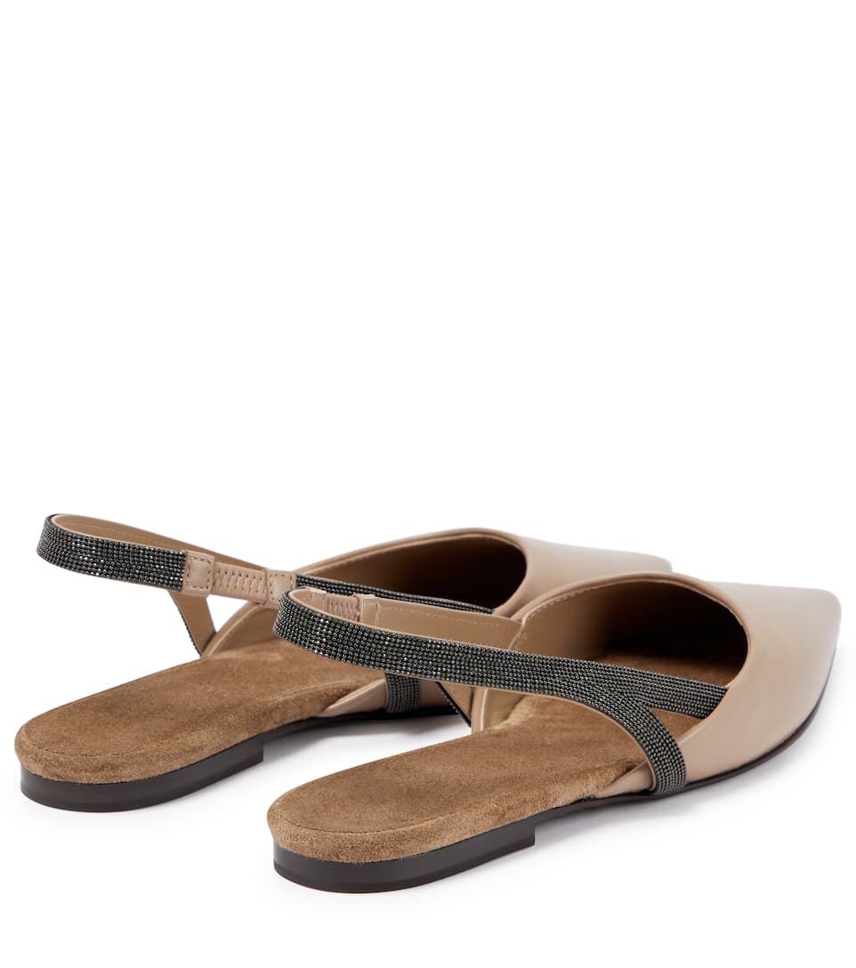 Embellished leather slingback flats - 3