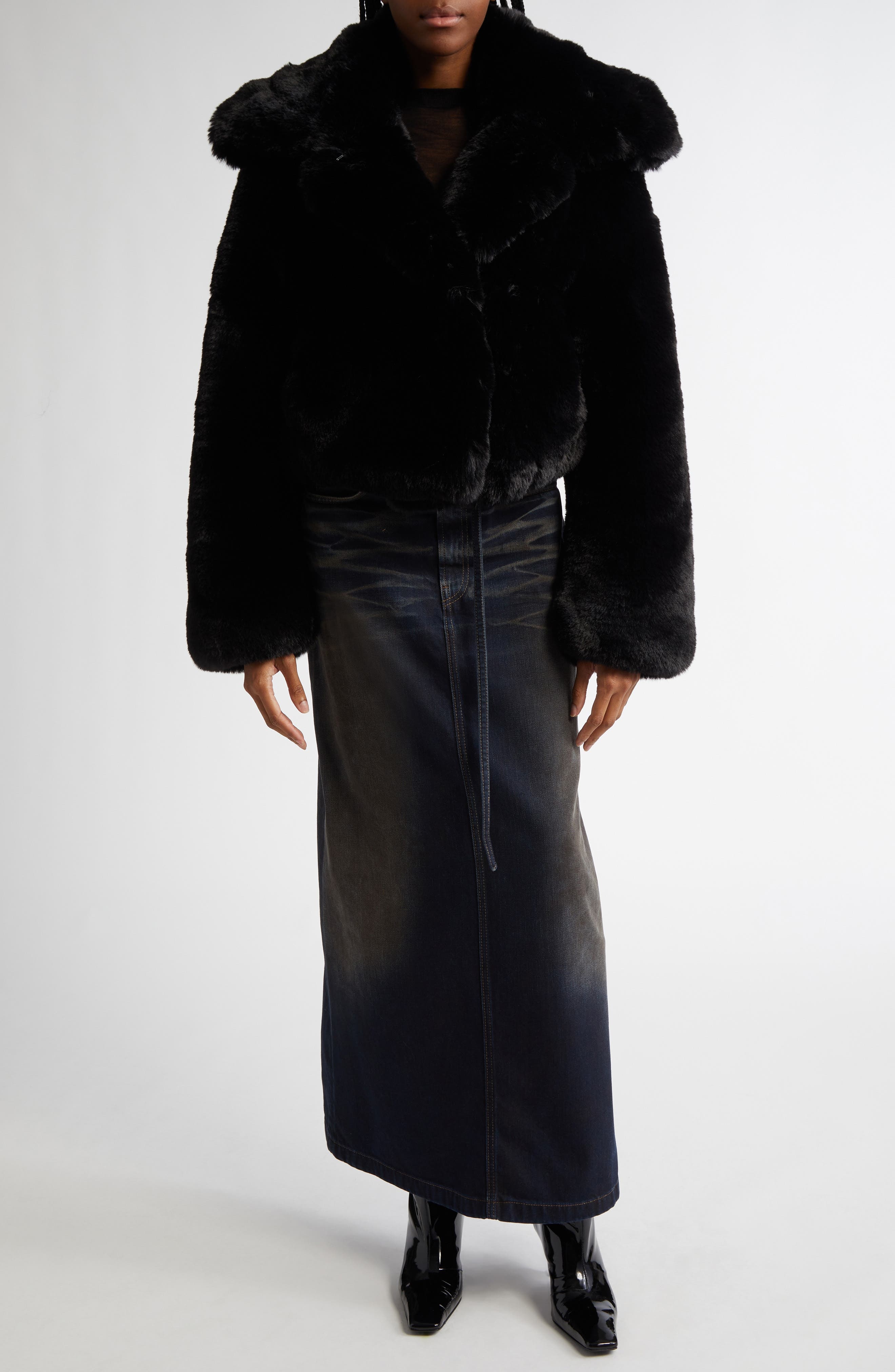 Acne Studios Talia Darkside Belted Denim Maxi Skirt in Dark Blue at Nordstrom - 2