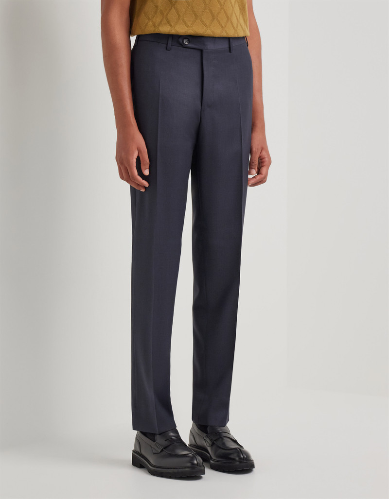 NAVY BLUE PURE WOOL SUIT WITH SINGLE-BREASTED TWO-BUTTON JACKET 6