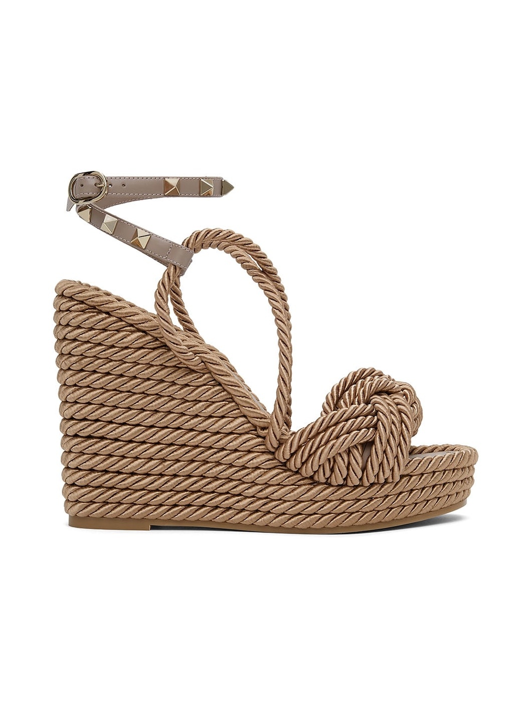 Taupe Wedge Rockstud Sandals - 1