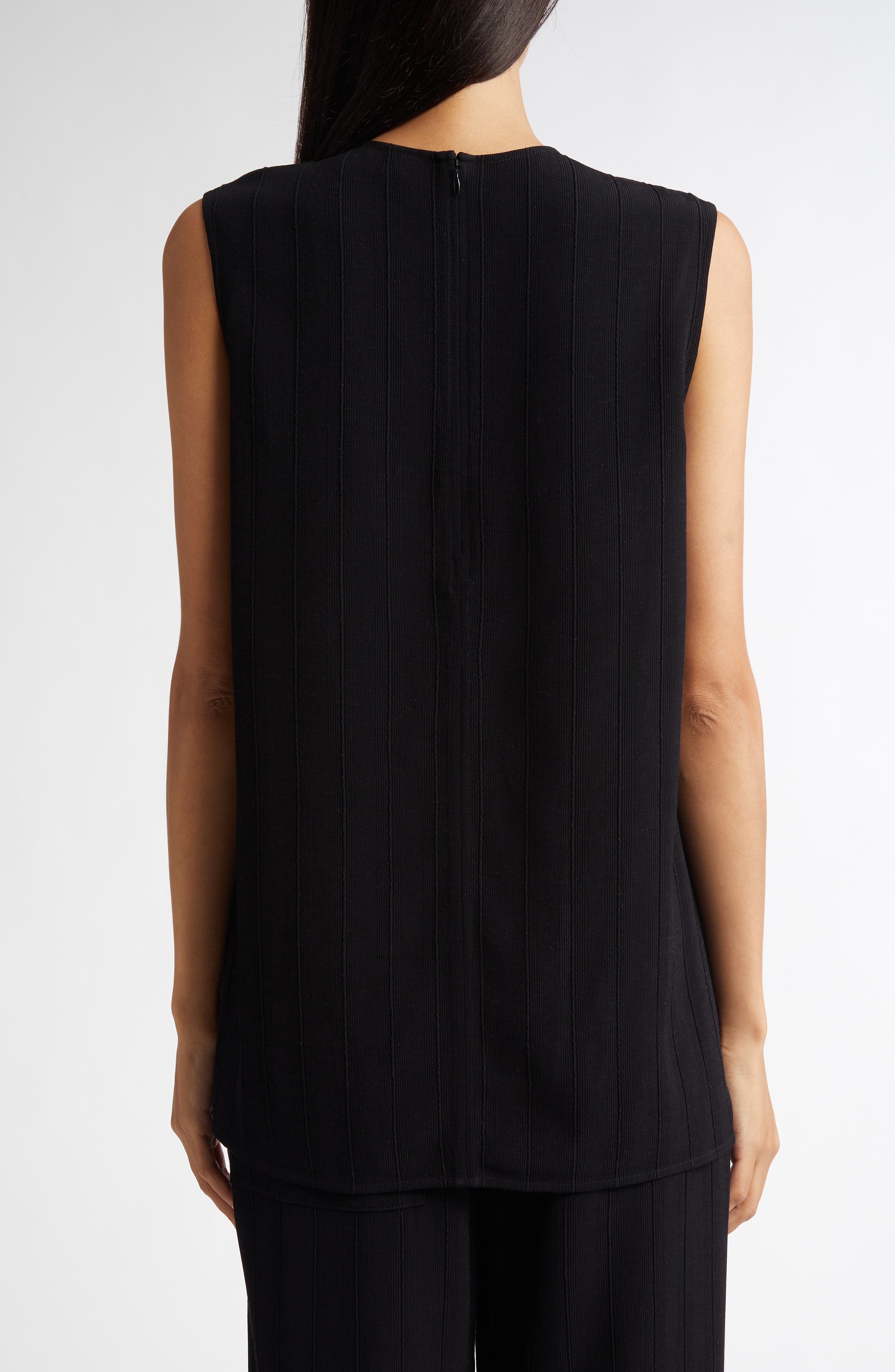 TOTEME Textured Stripe Sleeveless Top in Black at Nordstrom - 3