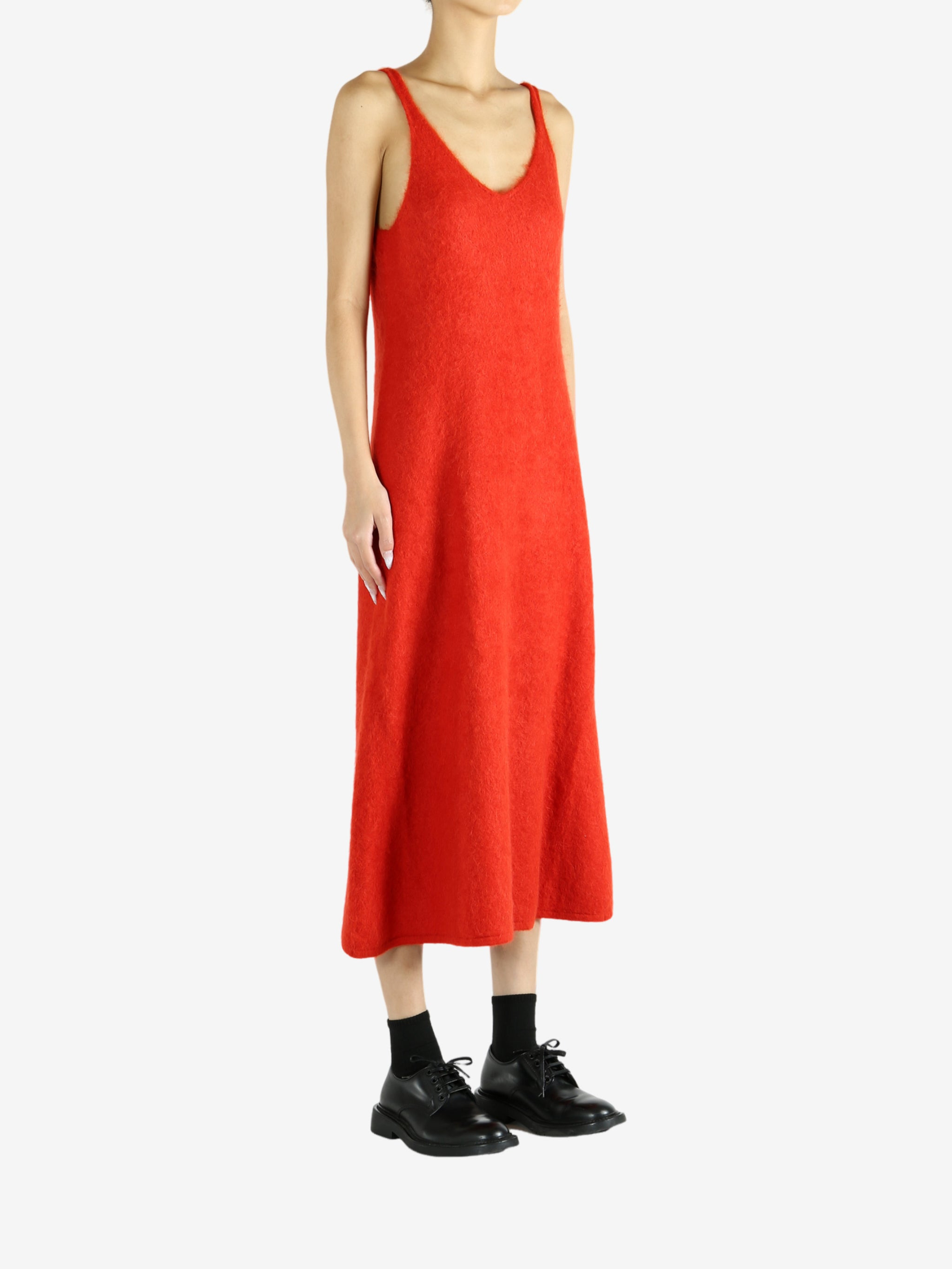 AURALEE - Women Garment-Dyed Baby Alpaca Fur Knit Dress - 2